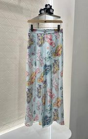 CC Long Floral Pant Blue mix Colors Silk Cotton