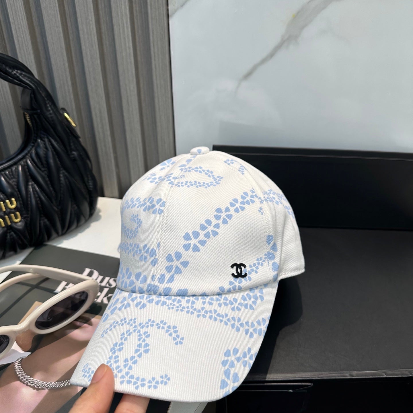 Chanel Baseball Cap With CC Logo And Floral Pattern Cotton 237368