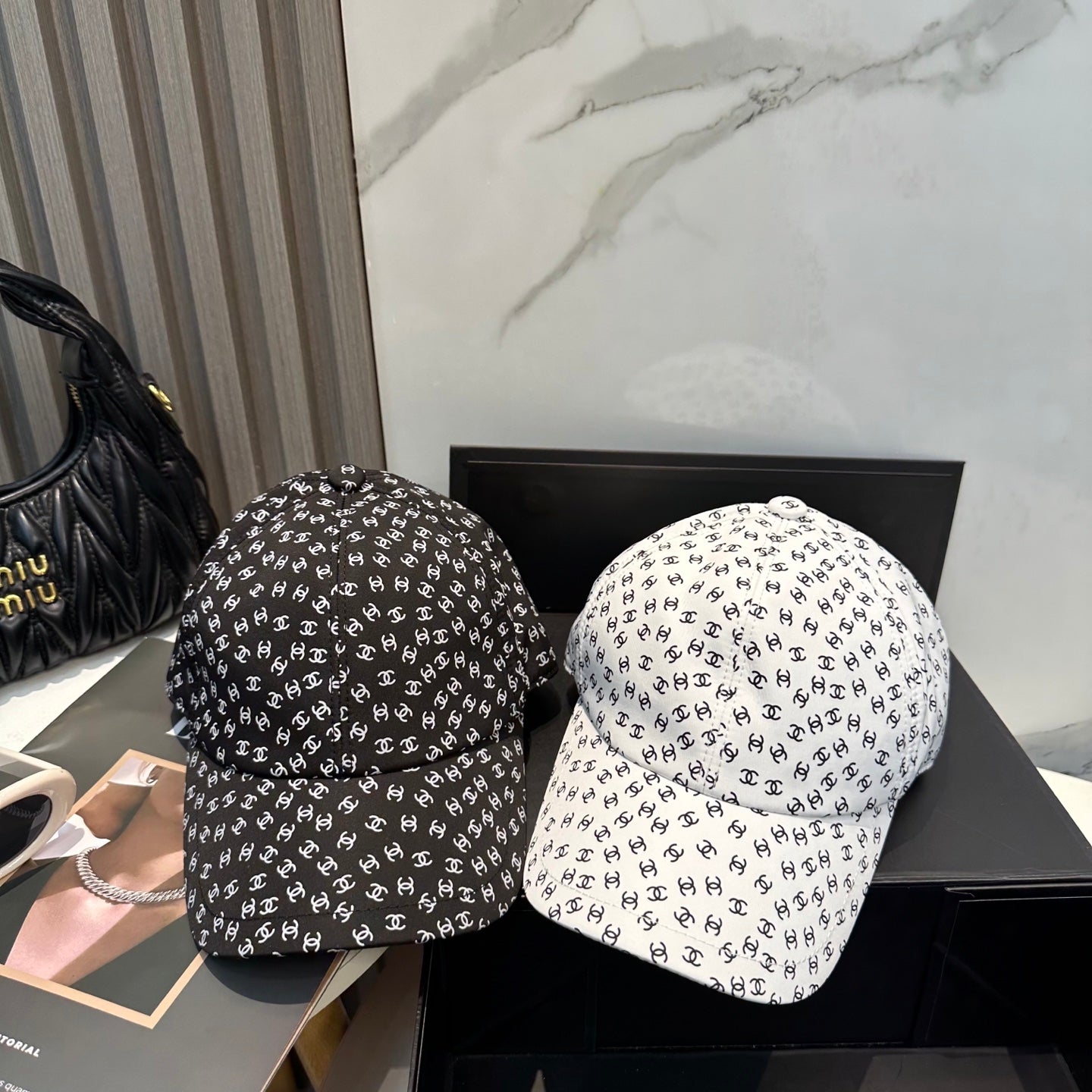 Chanel Baseball Cap With CC Logo Pattern Cotton 237376