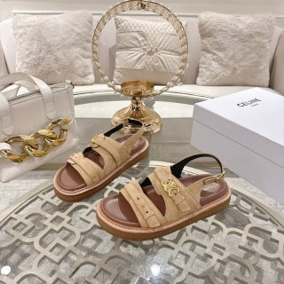 Celine 26 Tippi Triomphe Sandals In Suede Calfskin 736602