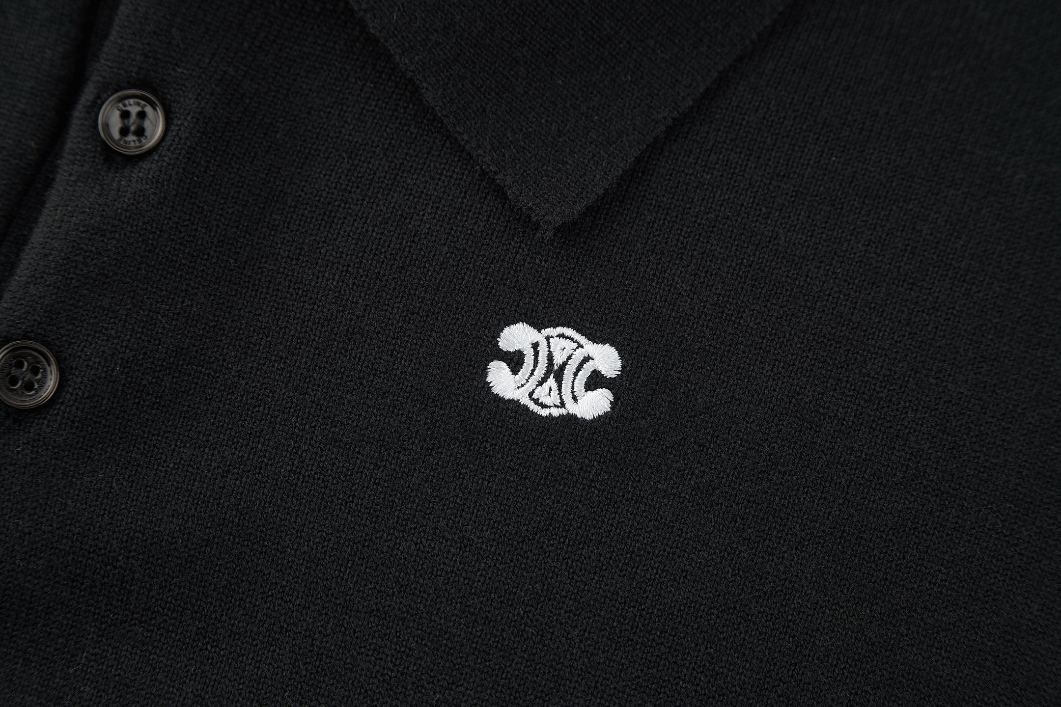 CELINE Embroidered Arc de Triomphe Knitted Polo Cotton