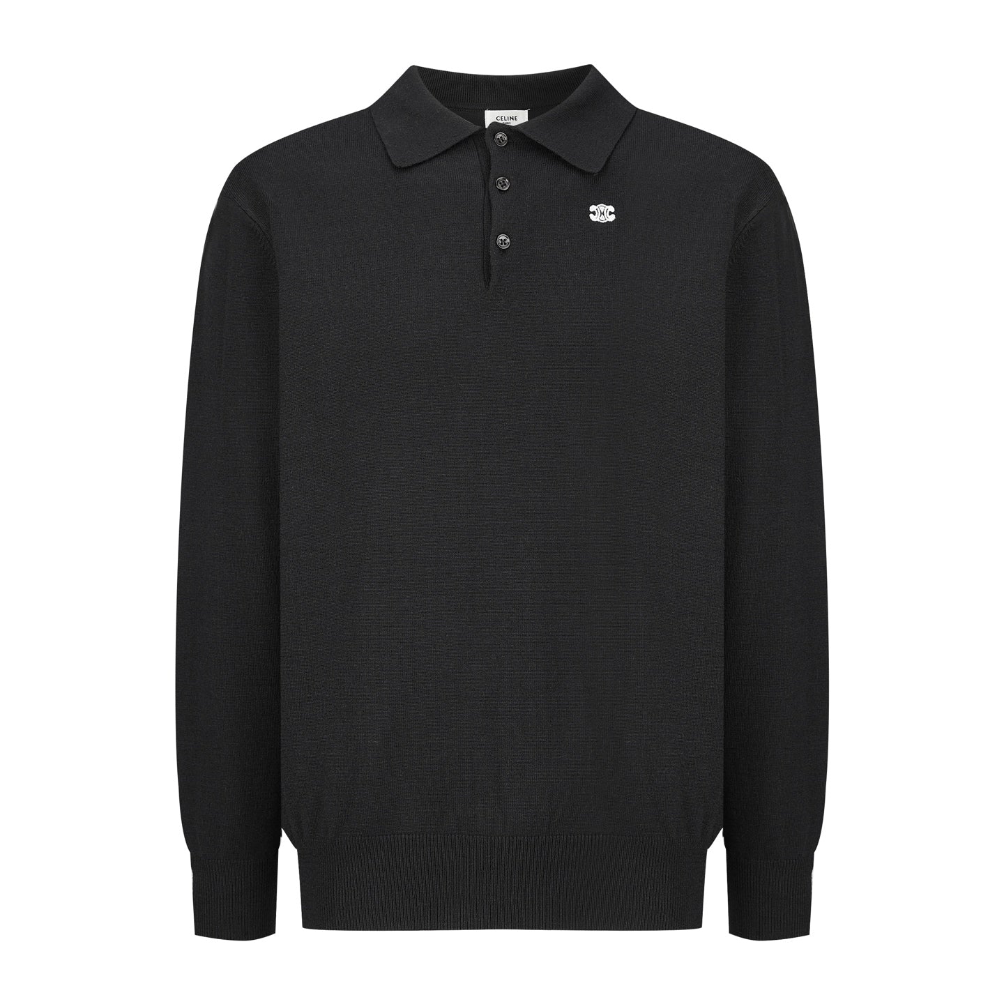CELINE Embroidered Arc de Triomphe Knitted Polo Cotton