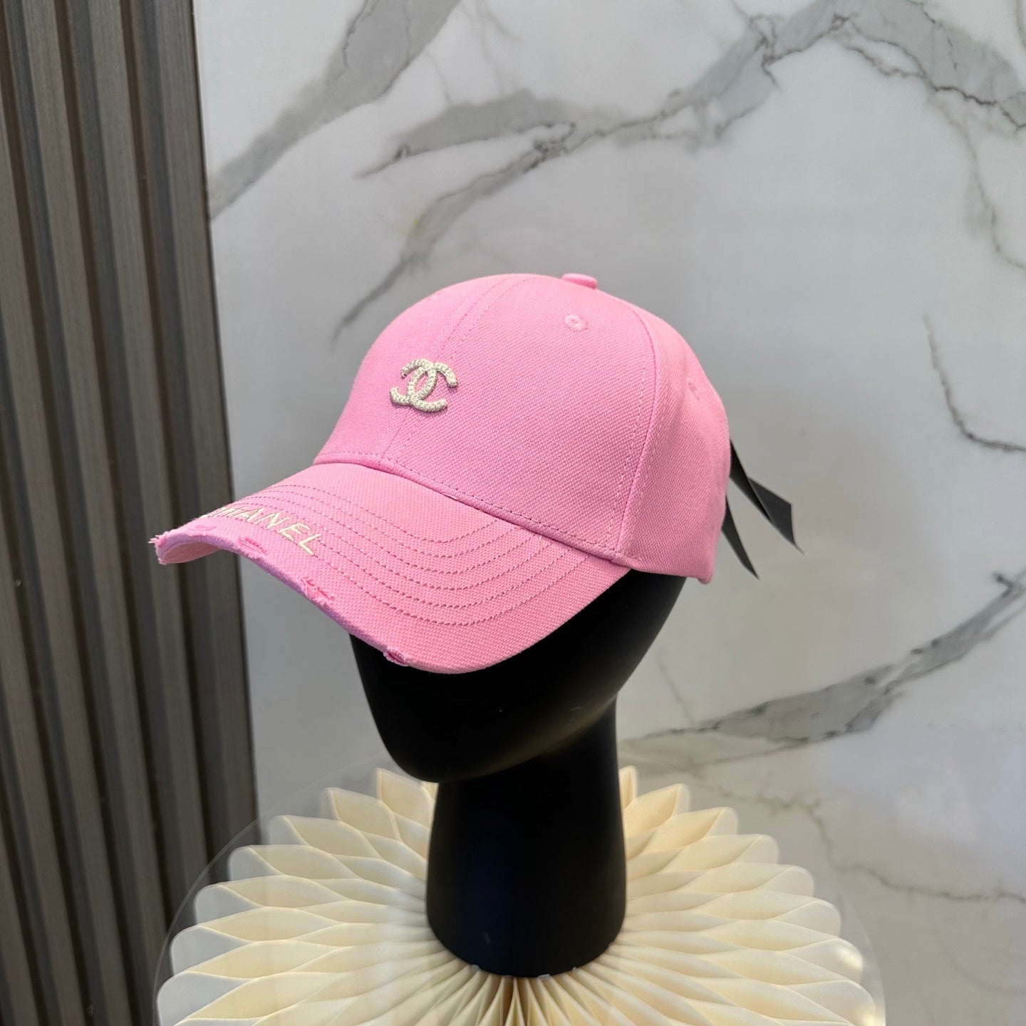Chanel Embroidered Logo Baseball Cap Multicolor Cotton 237390