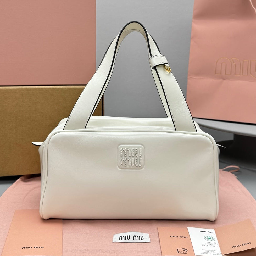 Miumiu 2026 Arcadie Bag 28cm Red and White Leather 351724