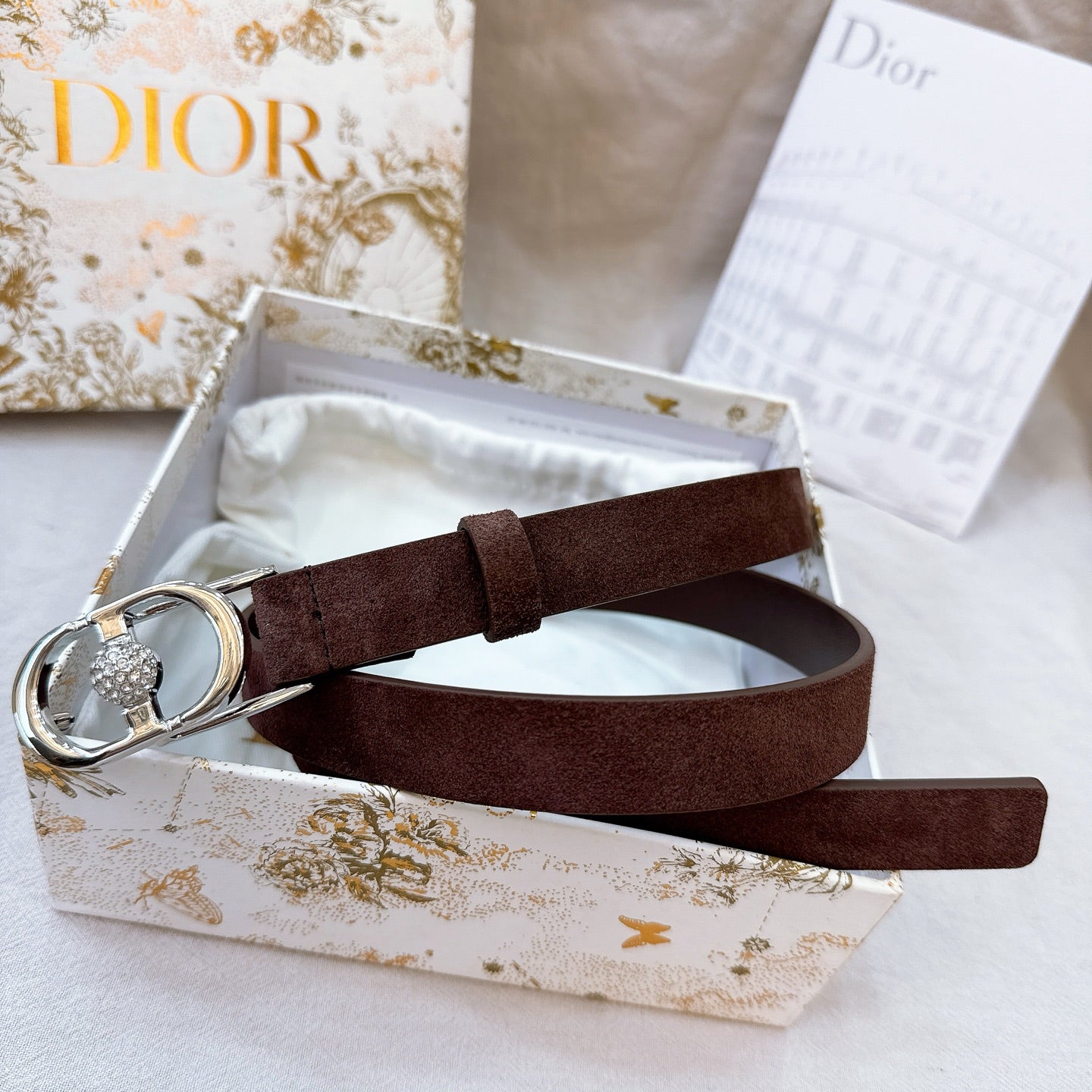 Dior Montaigne Belt 20mm Suede Leather 195312
