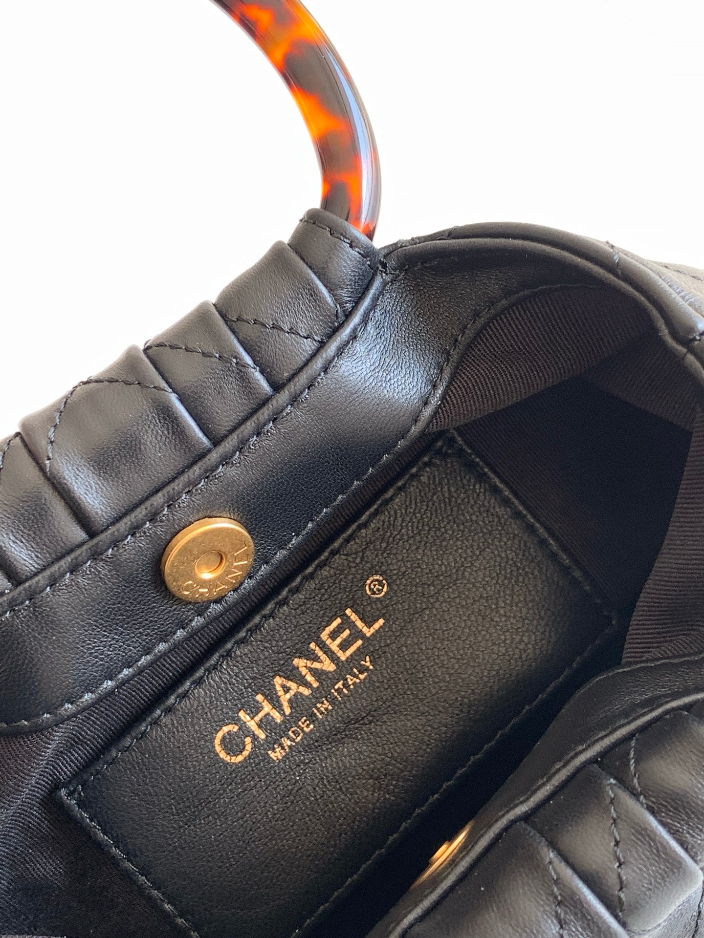 Chanel 2026 Pouch 24cm Tortoiseshell Leather Effect Plexi