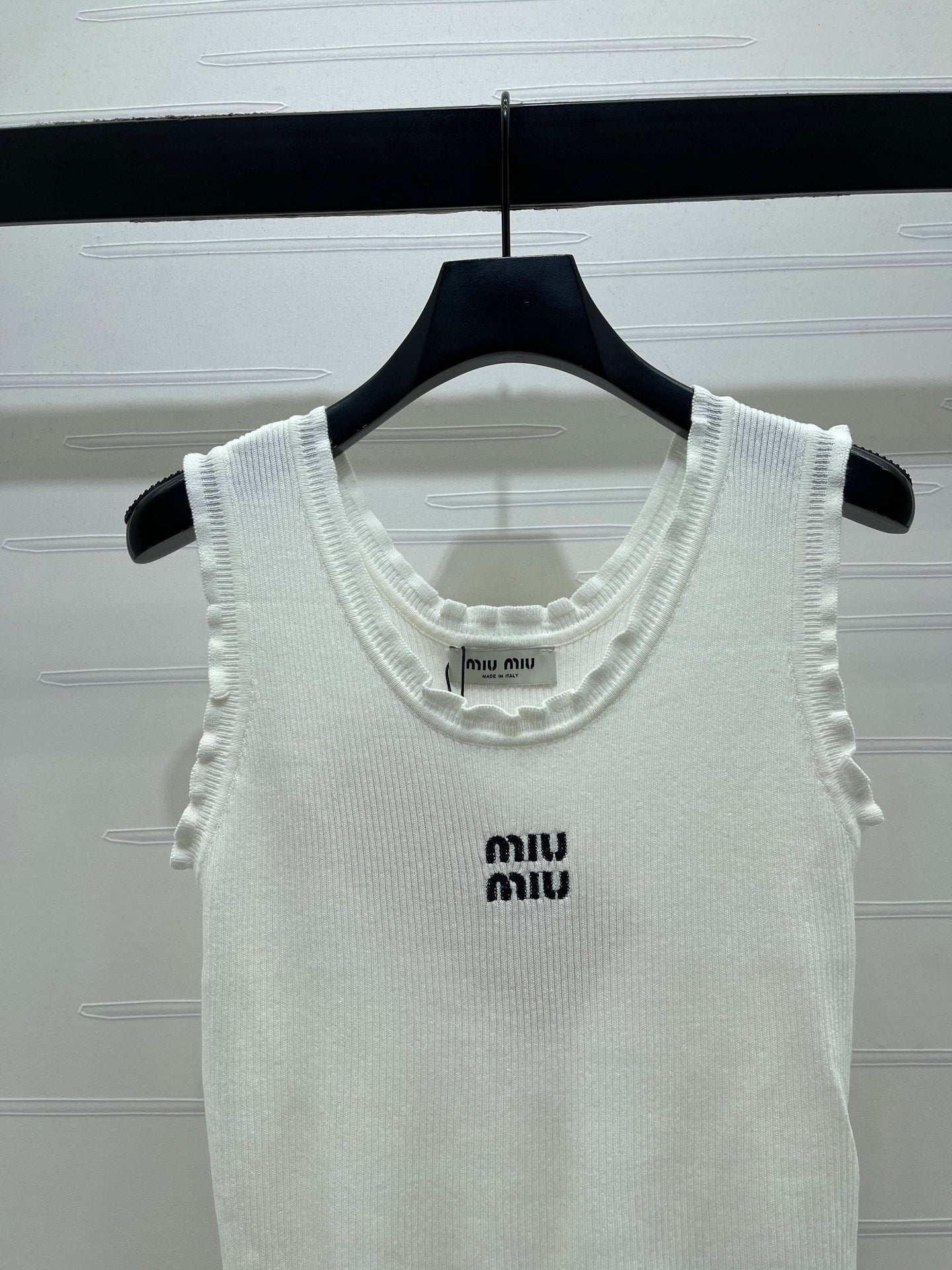 Miumiu 2026 Lace-trimmed Camisole Knit Vest Wool Tencel
