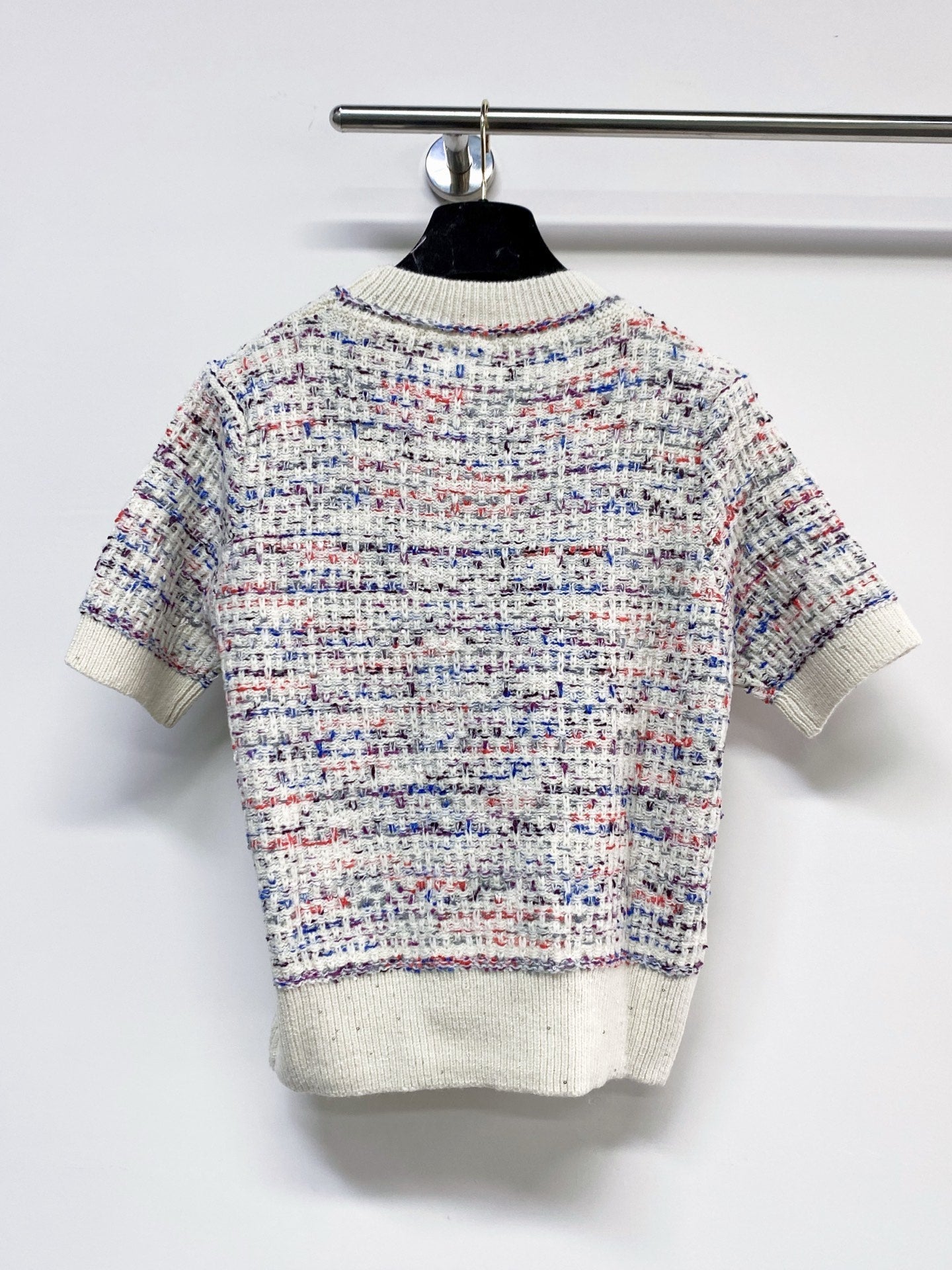 Chanel 2026 Short-Sleeve Shirt Blue and White Wool