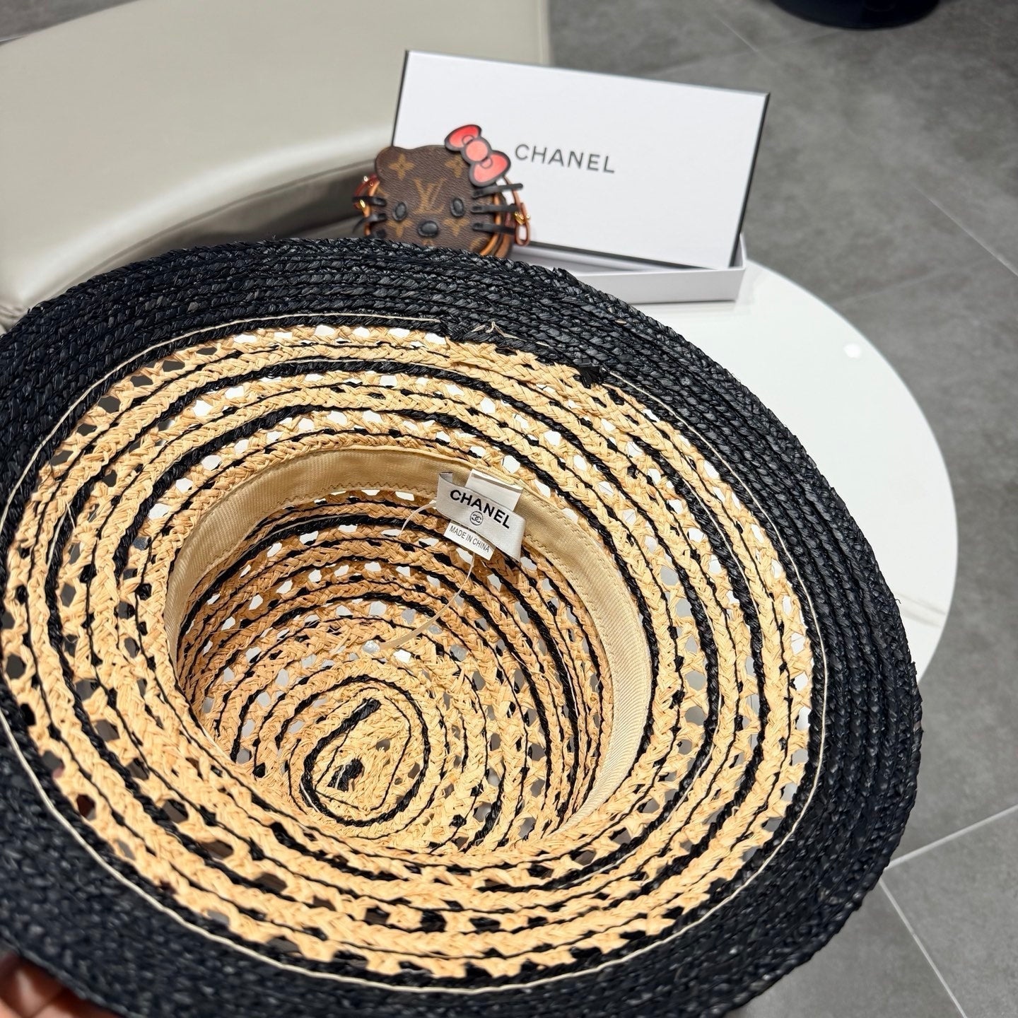 Chanel Hollowed-out Bow Straw Hat