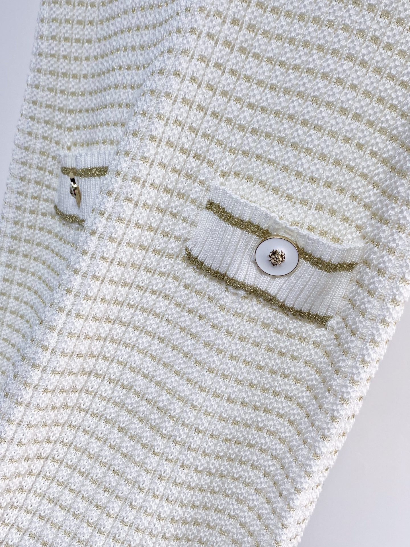Chanel 2026 Knit Vest Dress Cream and Navy Blue Tencel Nylon
