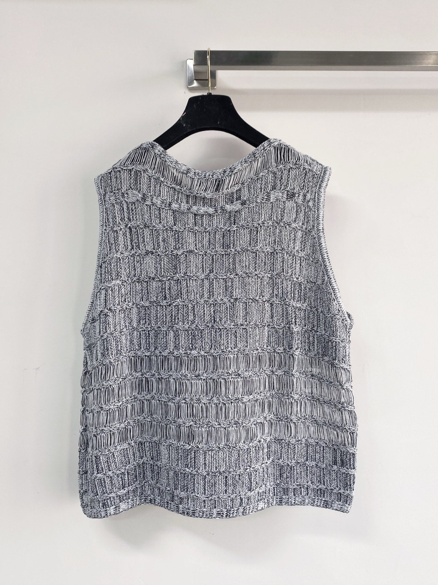 Chanel 2026 Hollow-Out Vest Black and Gray Viscose Nylon