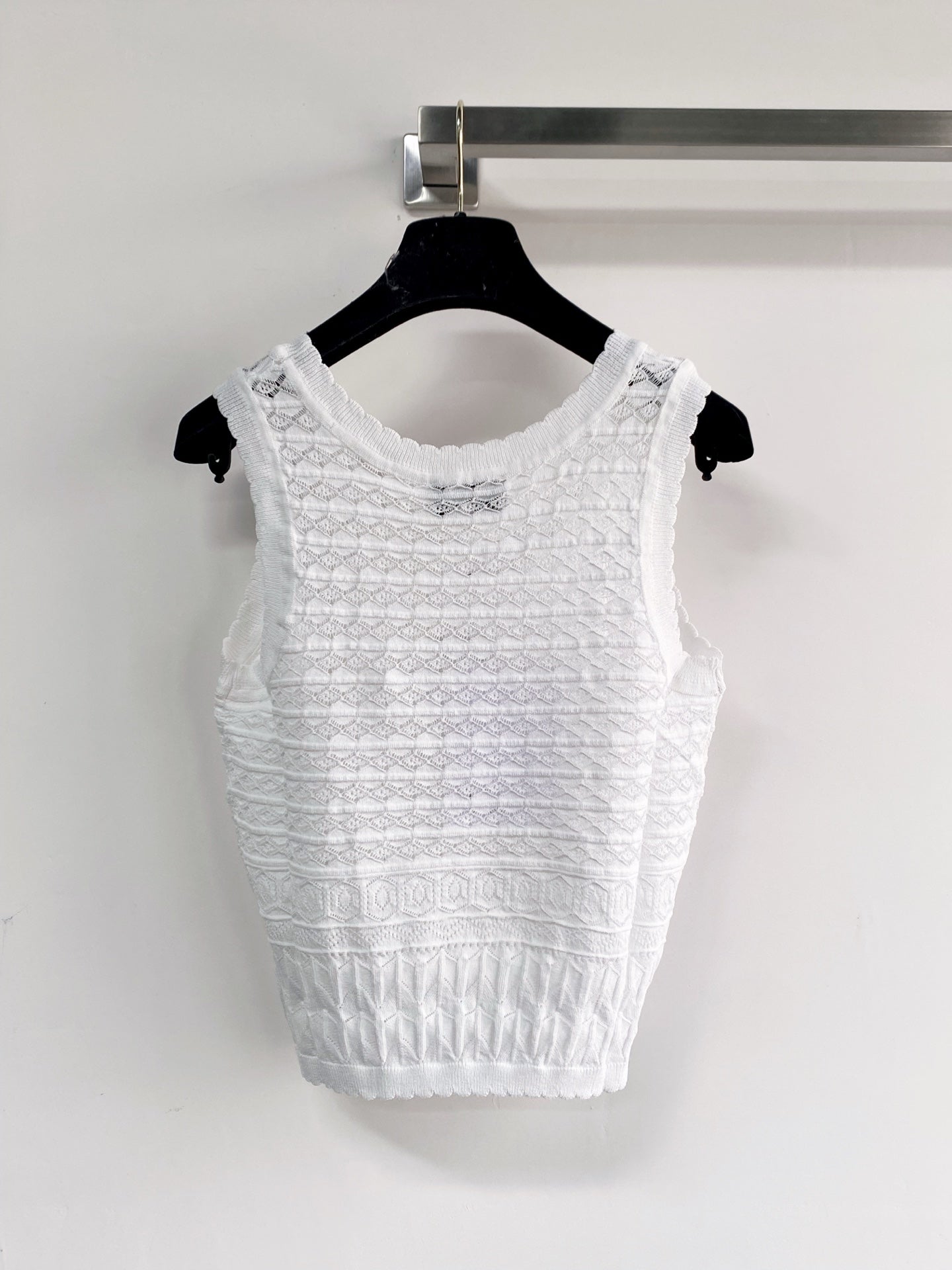 Chanel 2026 Vest White Yellow Navy Blue Wool Tencel