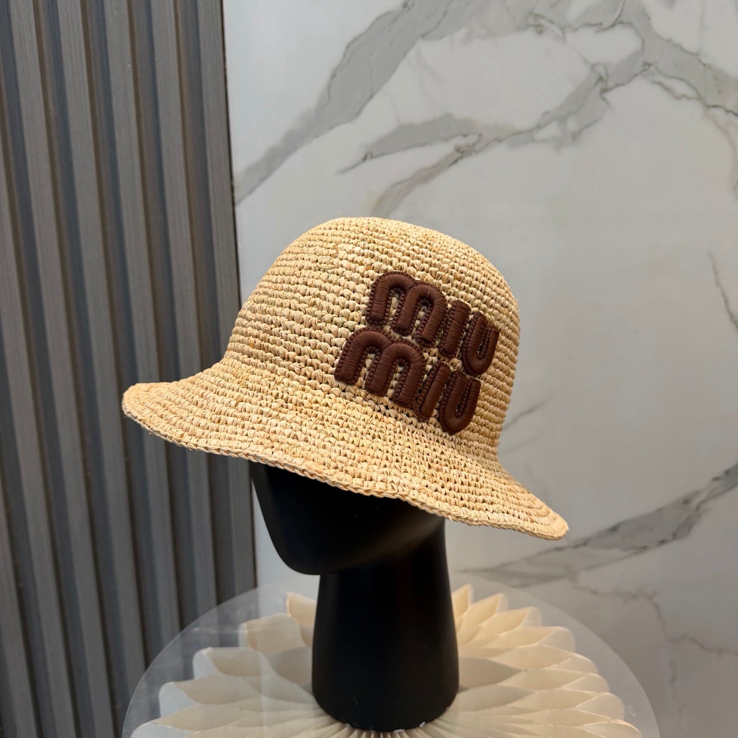 Miumiu Straw Hat with Logo 379596