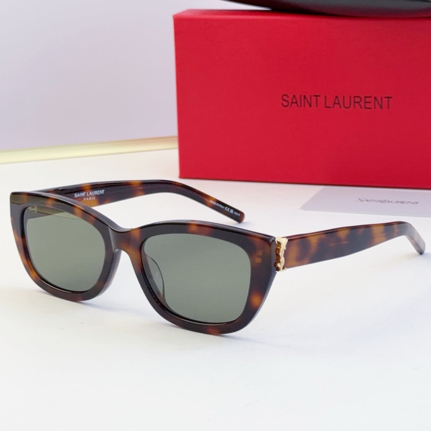 Saint Laurent 2026 SL M153 Sunglasses Havana Frame And Green Lenses Acetate