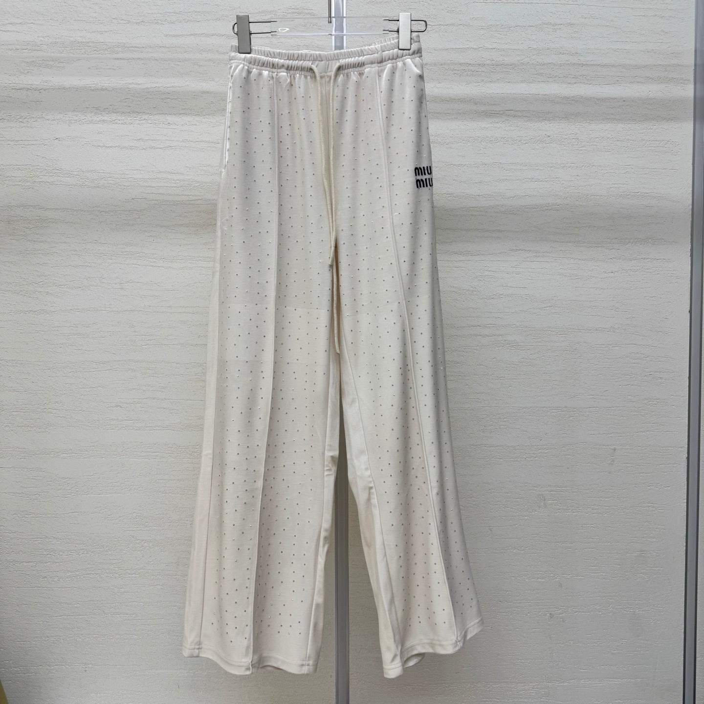 Miumiu 2026 Pants with Rhinestone Embroidery Silk Viscose 356809