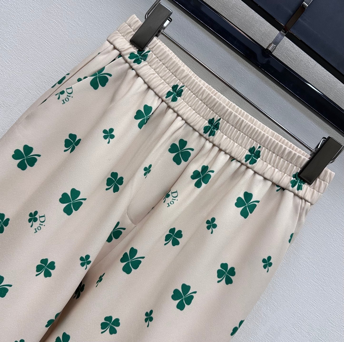 Dior 2026 Clover Embroidery Pant Cream and Navy Blue Polyester