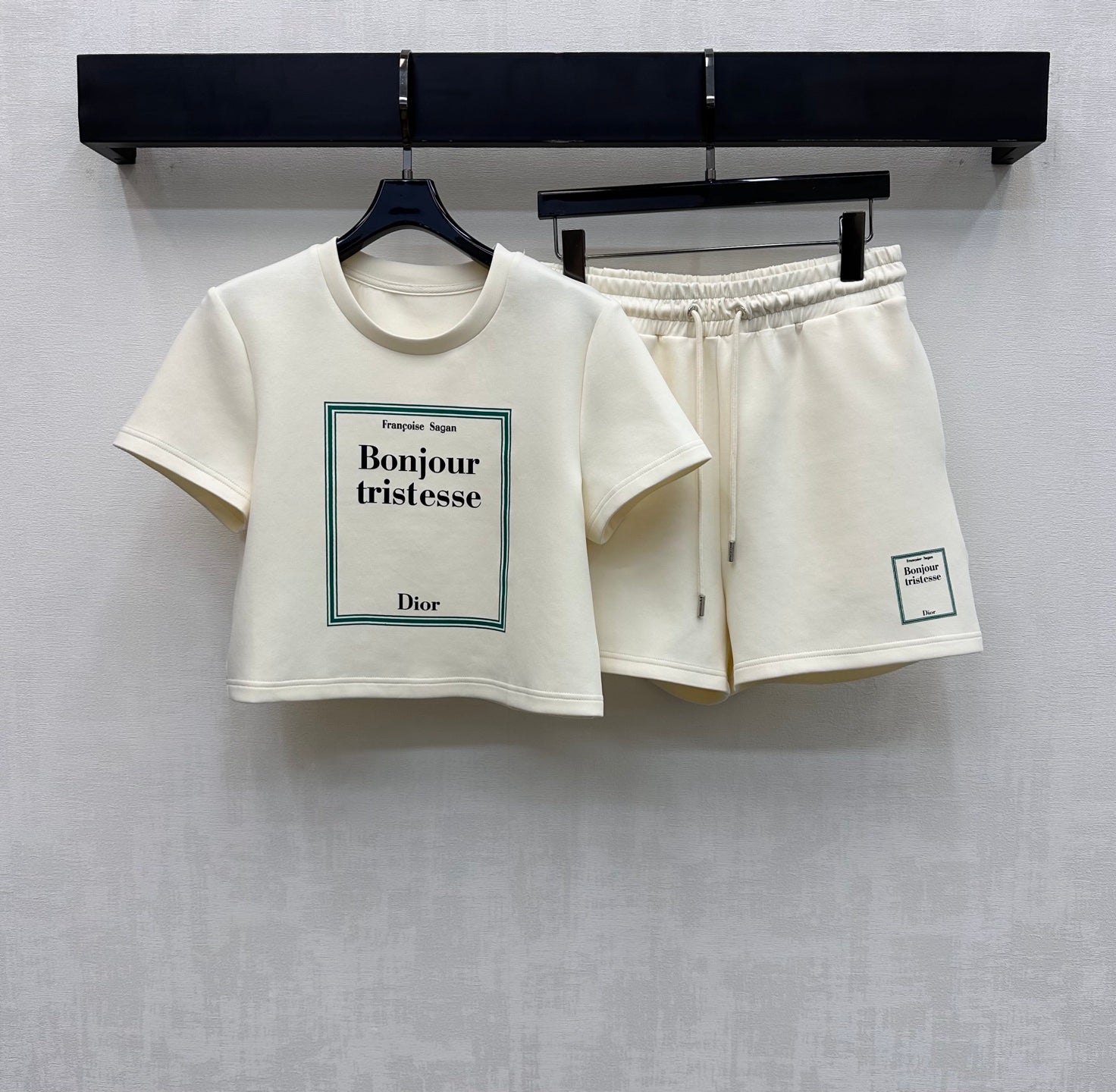 Dior 2026 Square-Frame Top and Shorts Set Cream Black Cotton