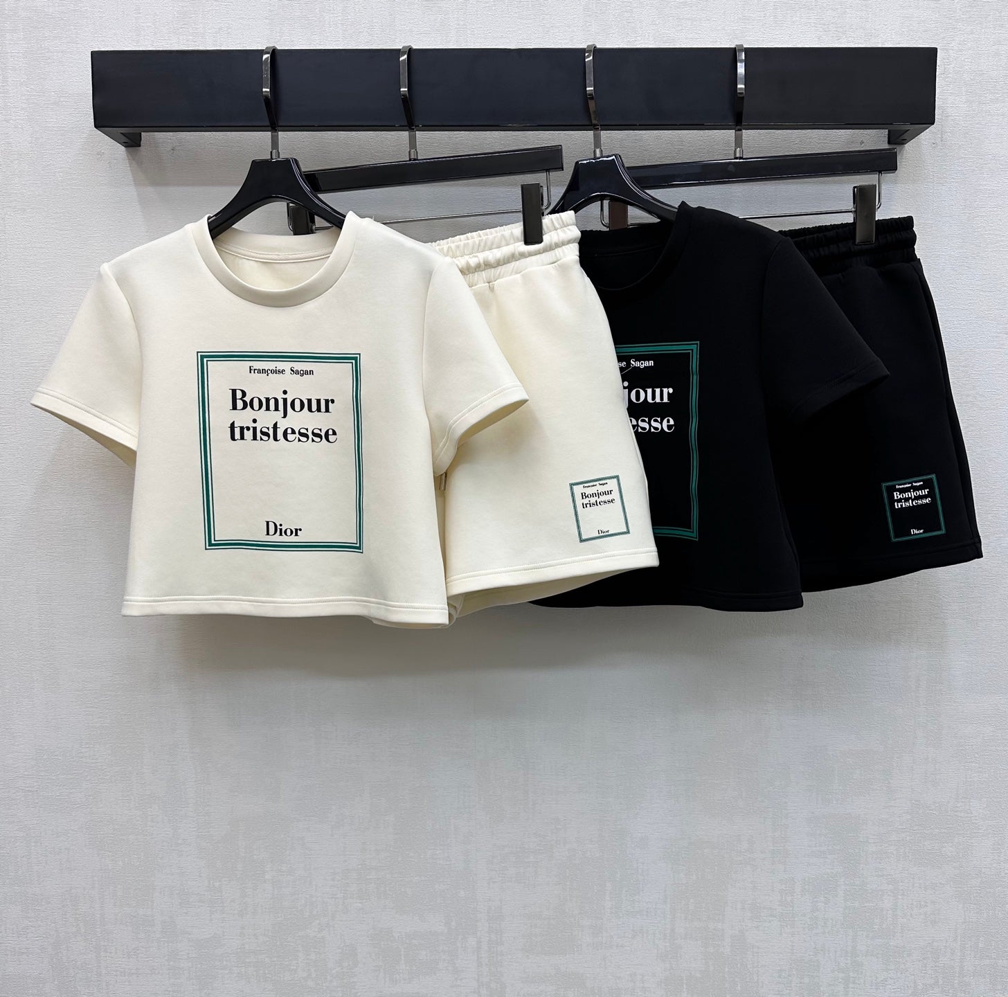 Dior 2026 Square-Frame Top and Shorts Set Cream Black Cotton