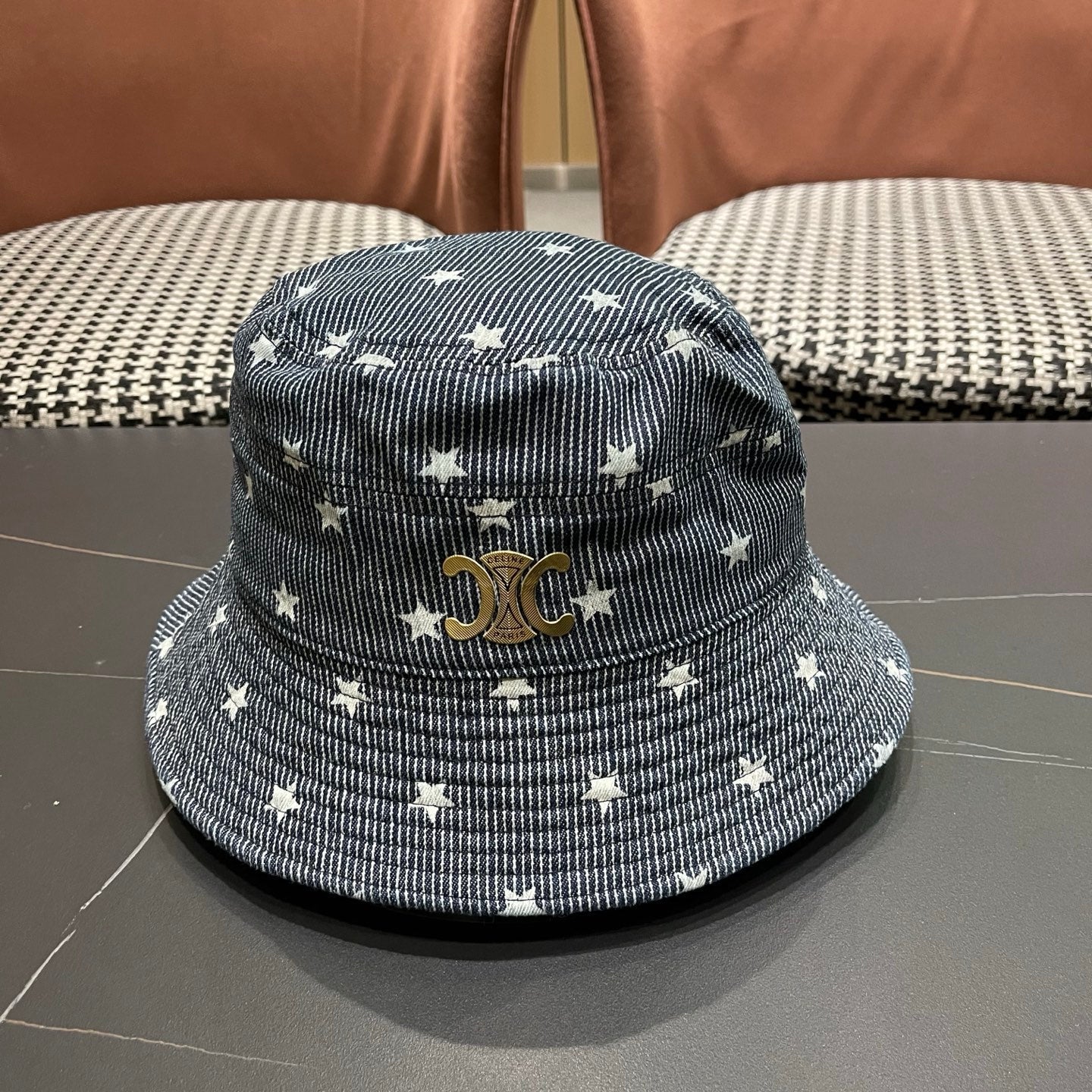 Celine Striped Denim Bucket Hat 219161