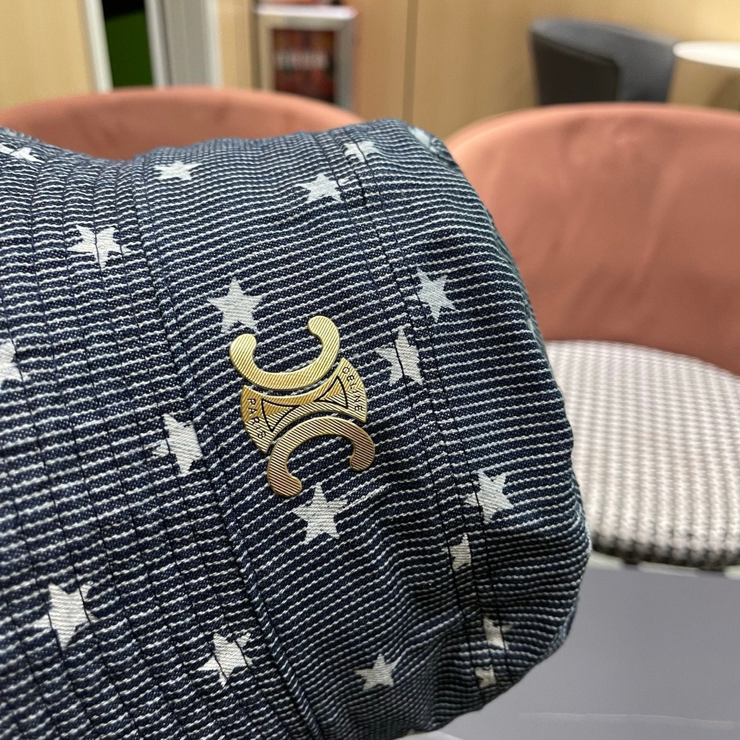 Celine Striped Denim Bucket Hat 219161