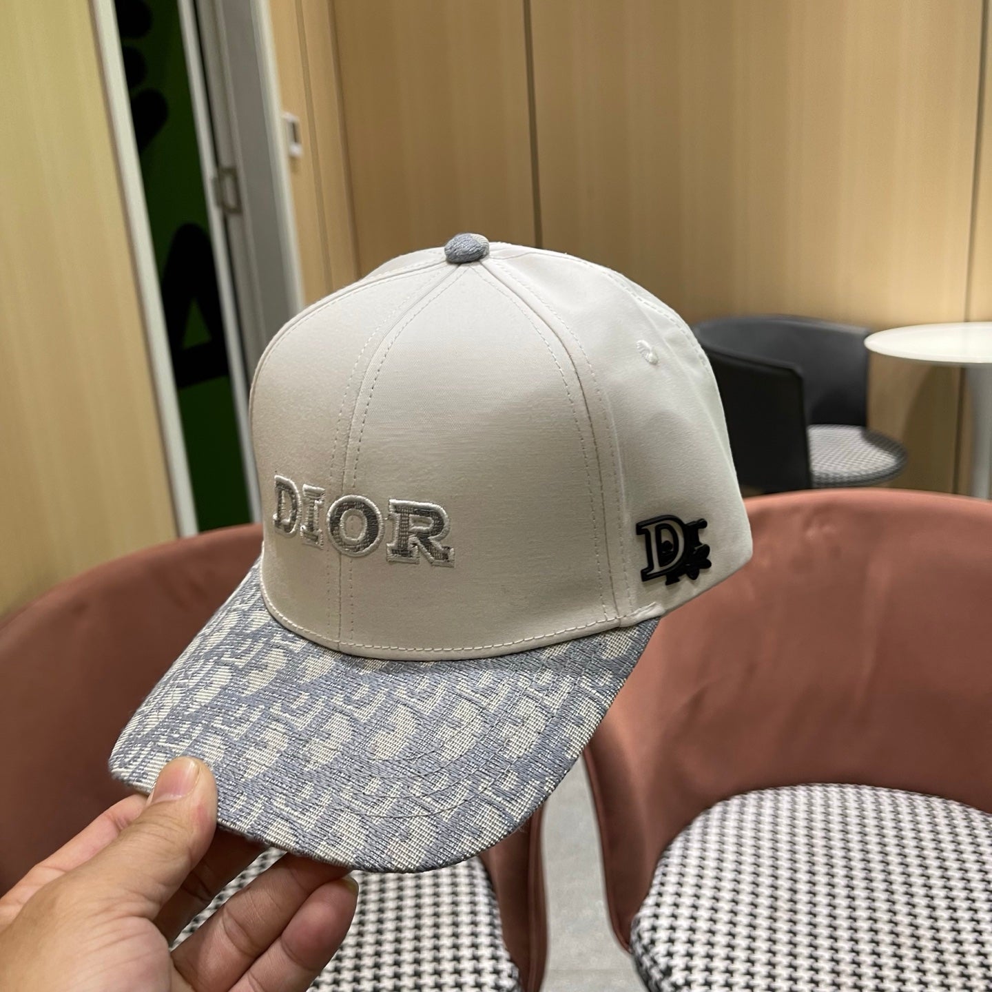 Dior Embroidered Baseball Cap Gray Black Cotton 219158