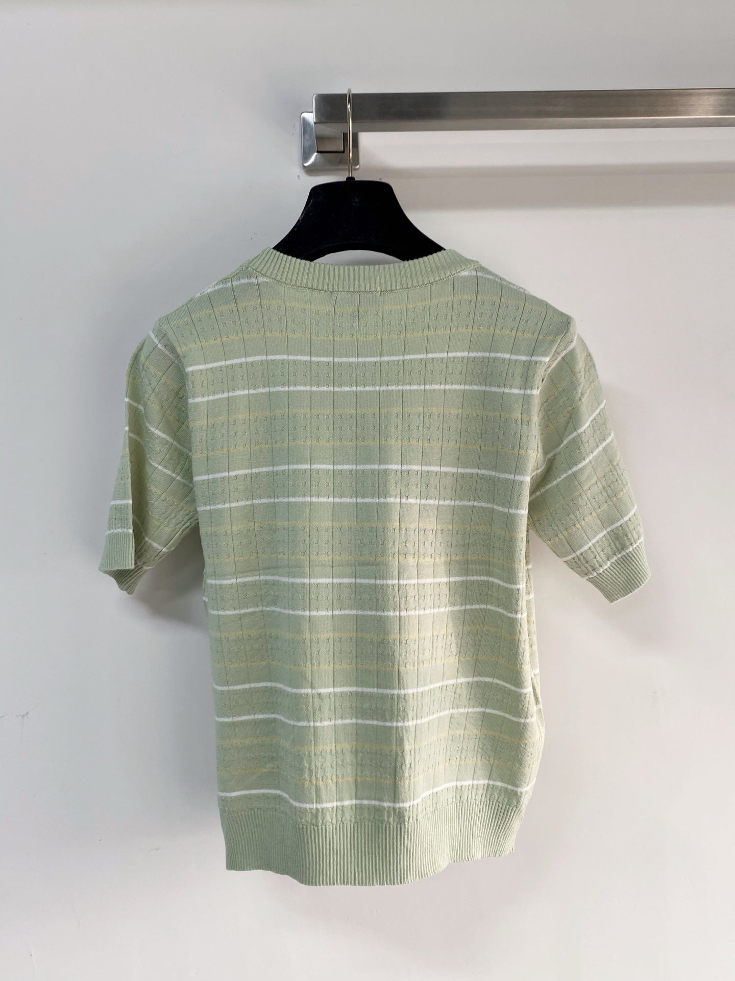 Chanel 2026 Short-sleeved T-shirt Green White Cashmere Wool 149440