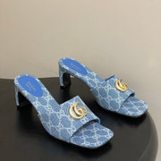 GG 26ss Open Toe Slippers Blue Denim Monogram