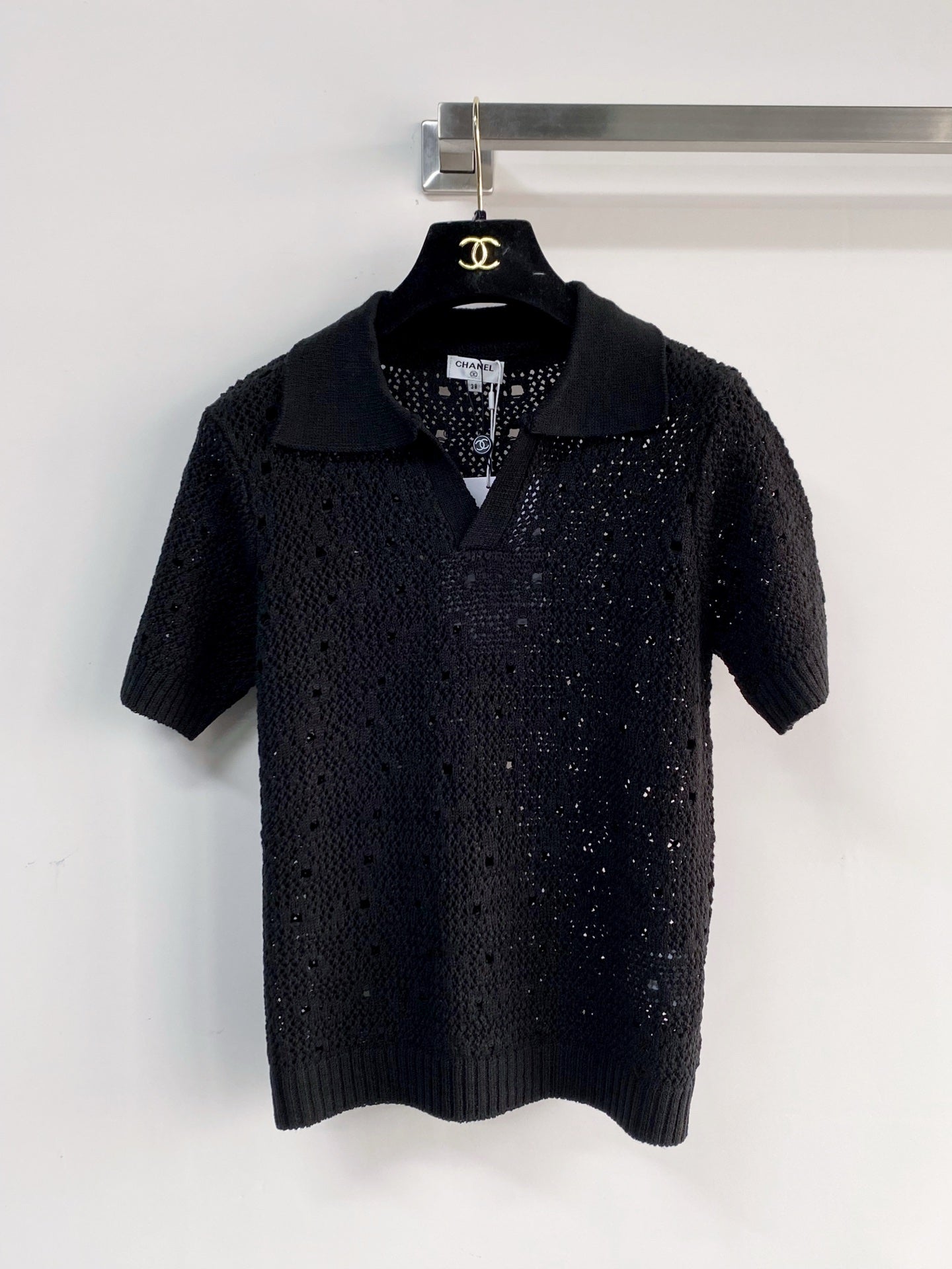 Chanel 2026 Crochet Knit Polo Shirt Wool 166778