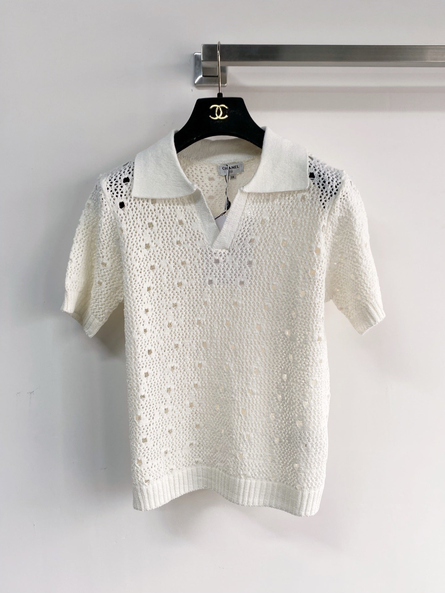 Chanel 2026 Crochet Knit Polo Shirt Wool 166778