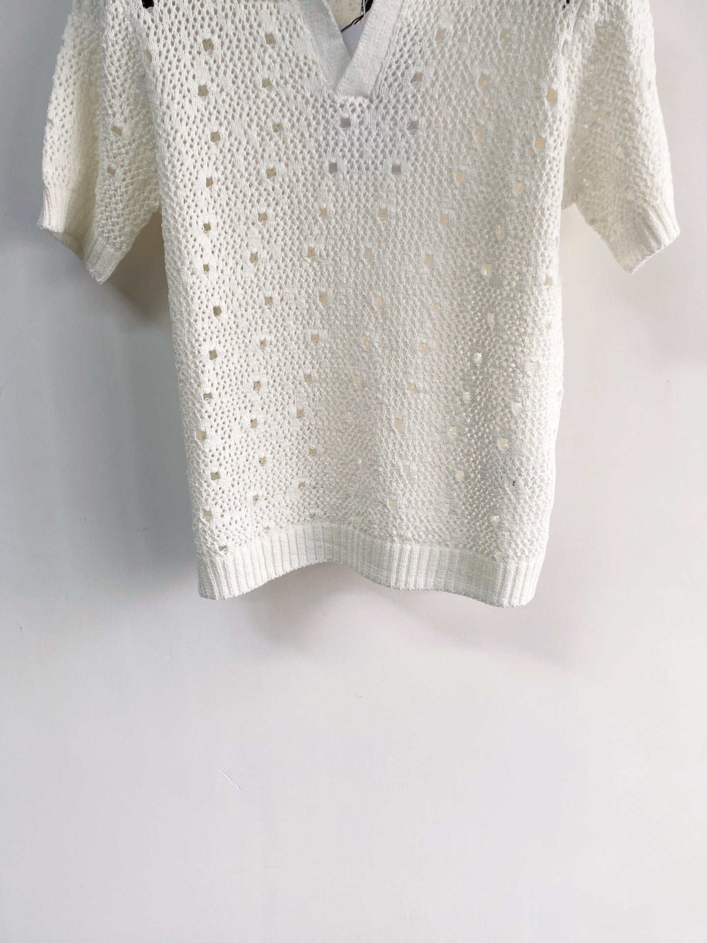 Chanel 2026 Crochet Knit Polo Shirt Wool 166778
