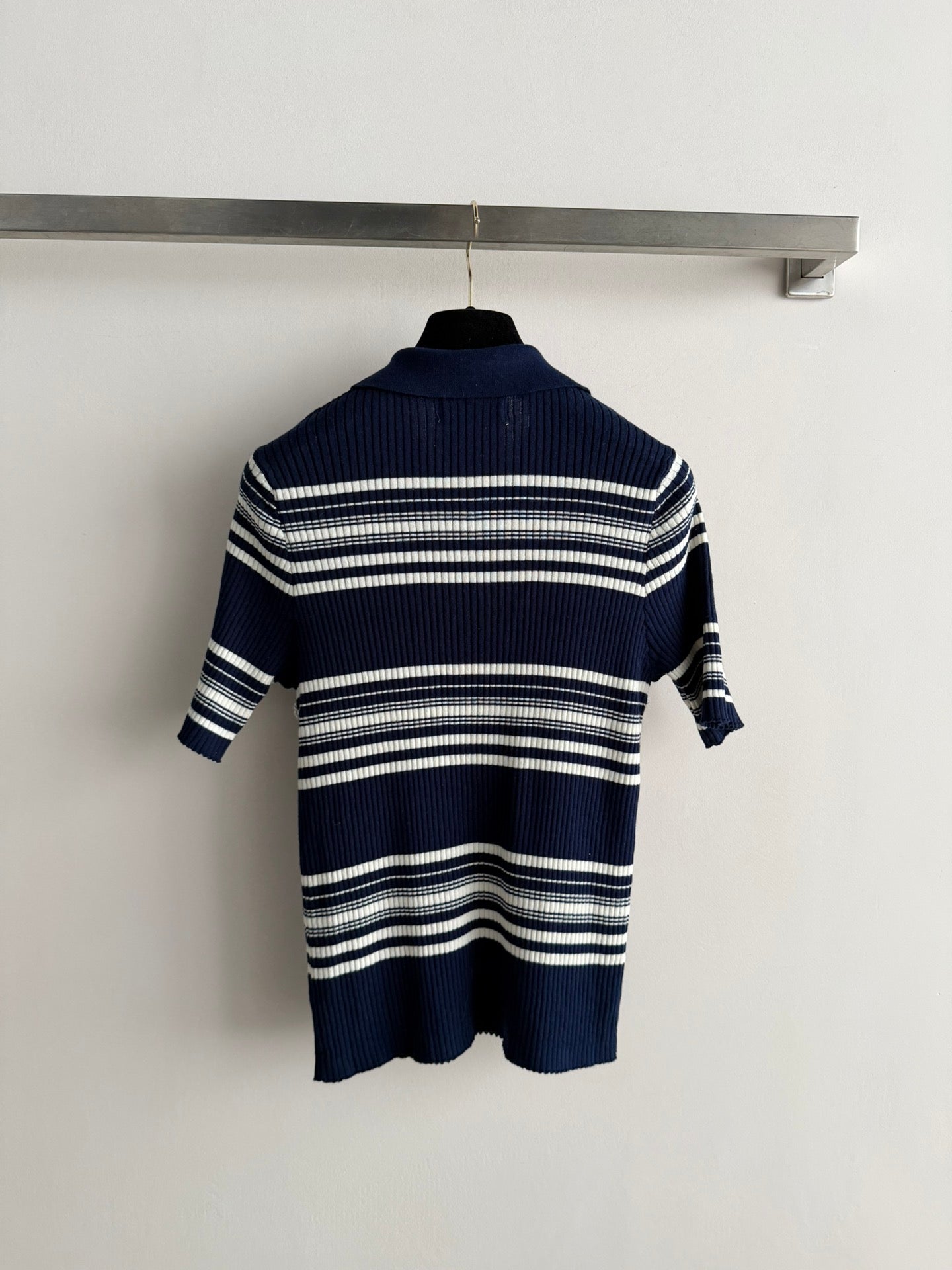Chanel 2026 Striped Knit Polo Shirt Cashmere 166849