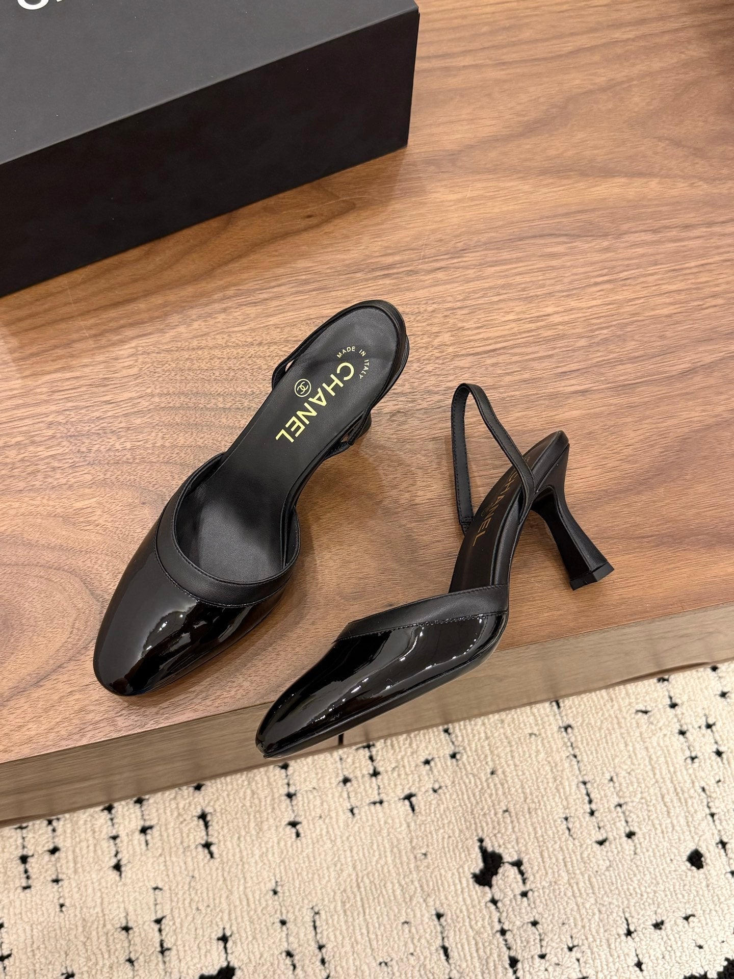 Chanel 2026 Slingback Patent Leather with Sheepskin 696136