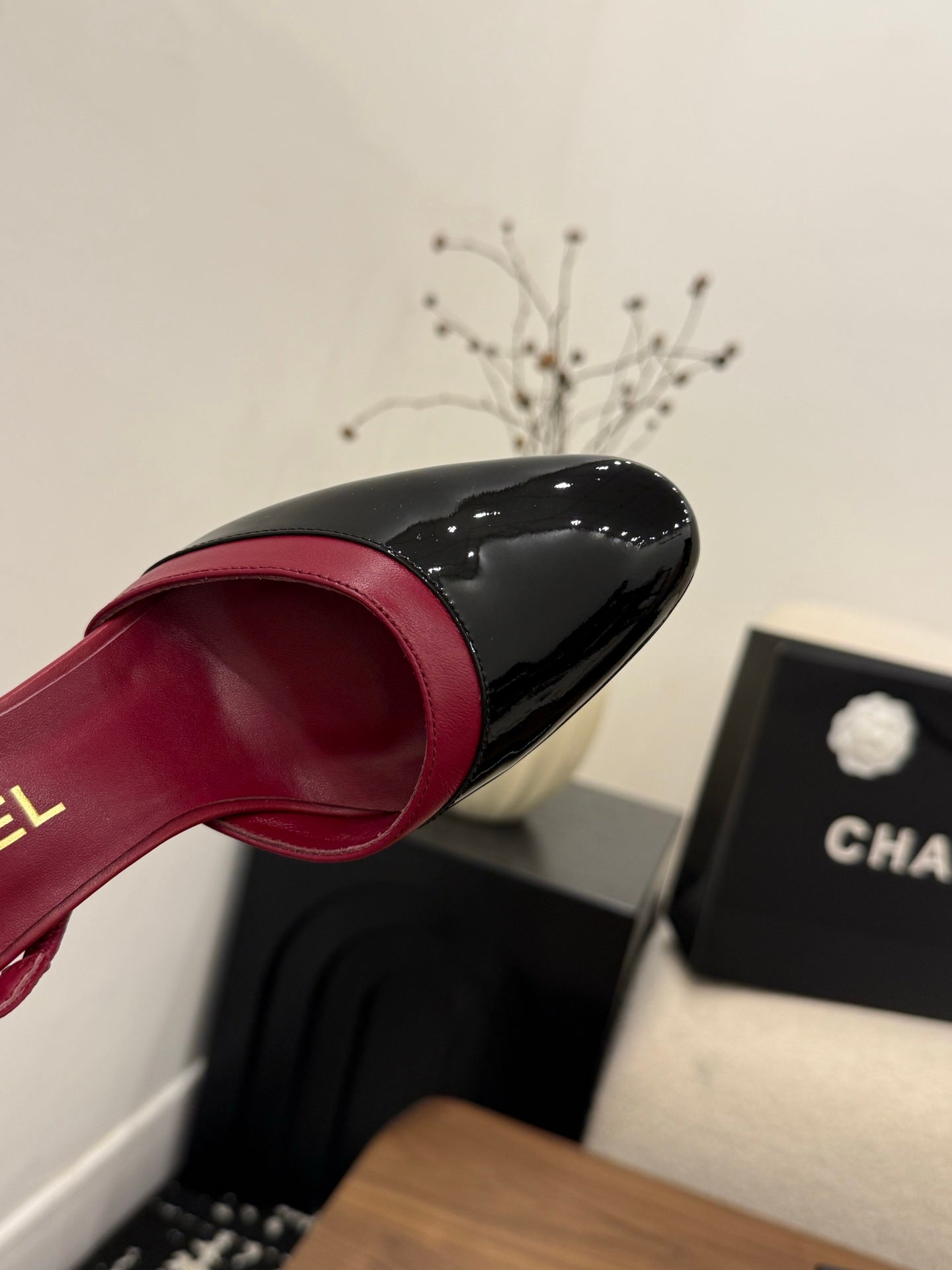 Chanel 2026 Slingback Patent Leather with Sheepskin 696136