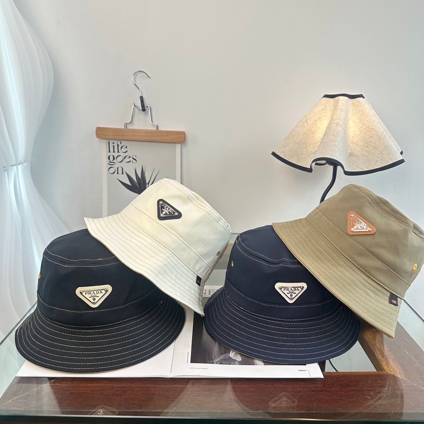 Prada Triangle Logo Bucket Hat Cotton 262255