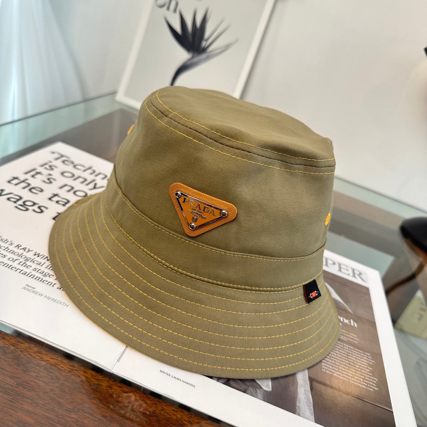 Prada Triangle Logo Bucket Hat Cotton 262255