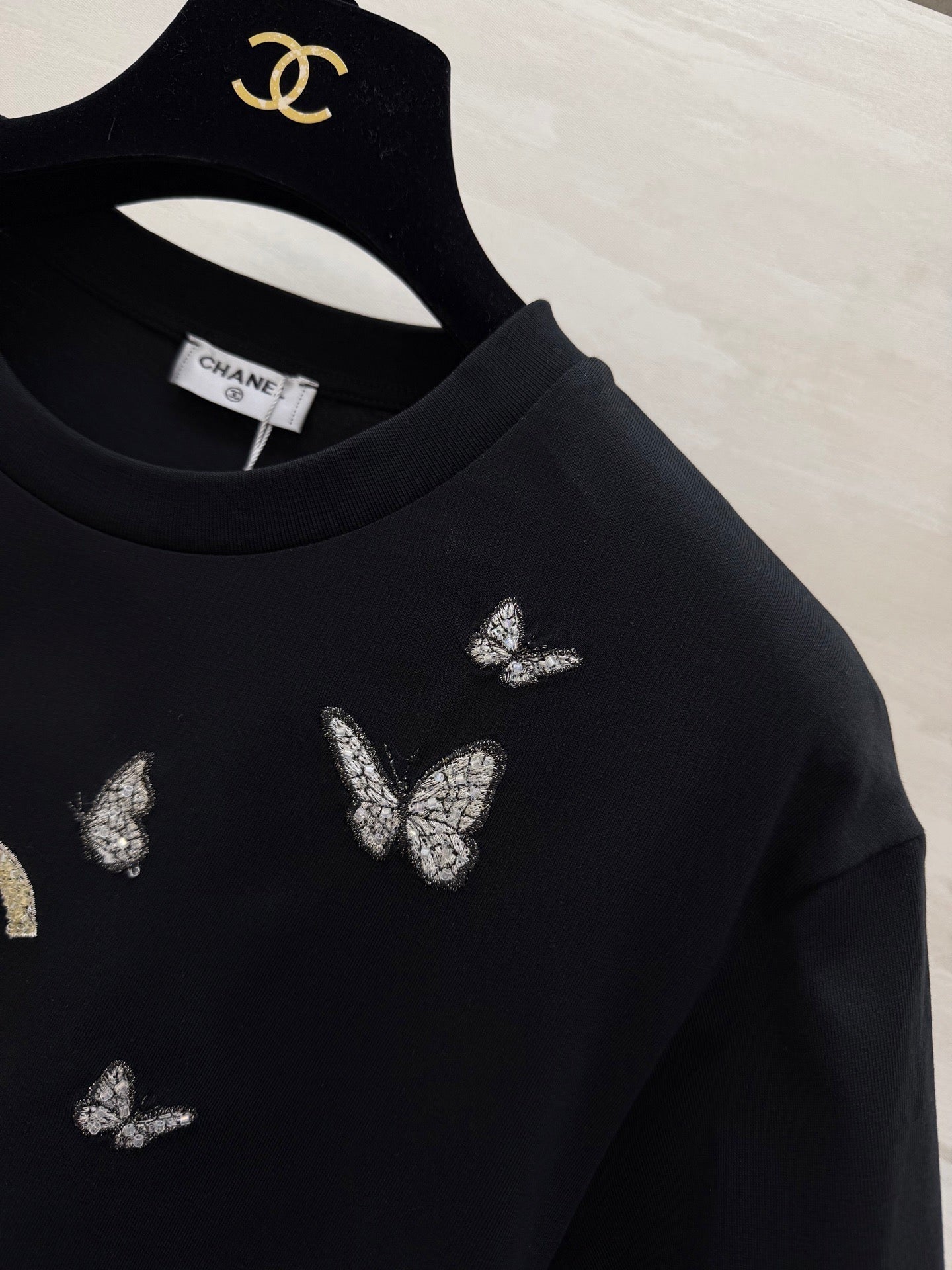 Chanel 2026 Butterfly Embroidered Beaded T-Shirt 367587