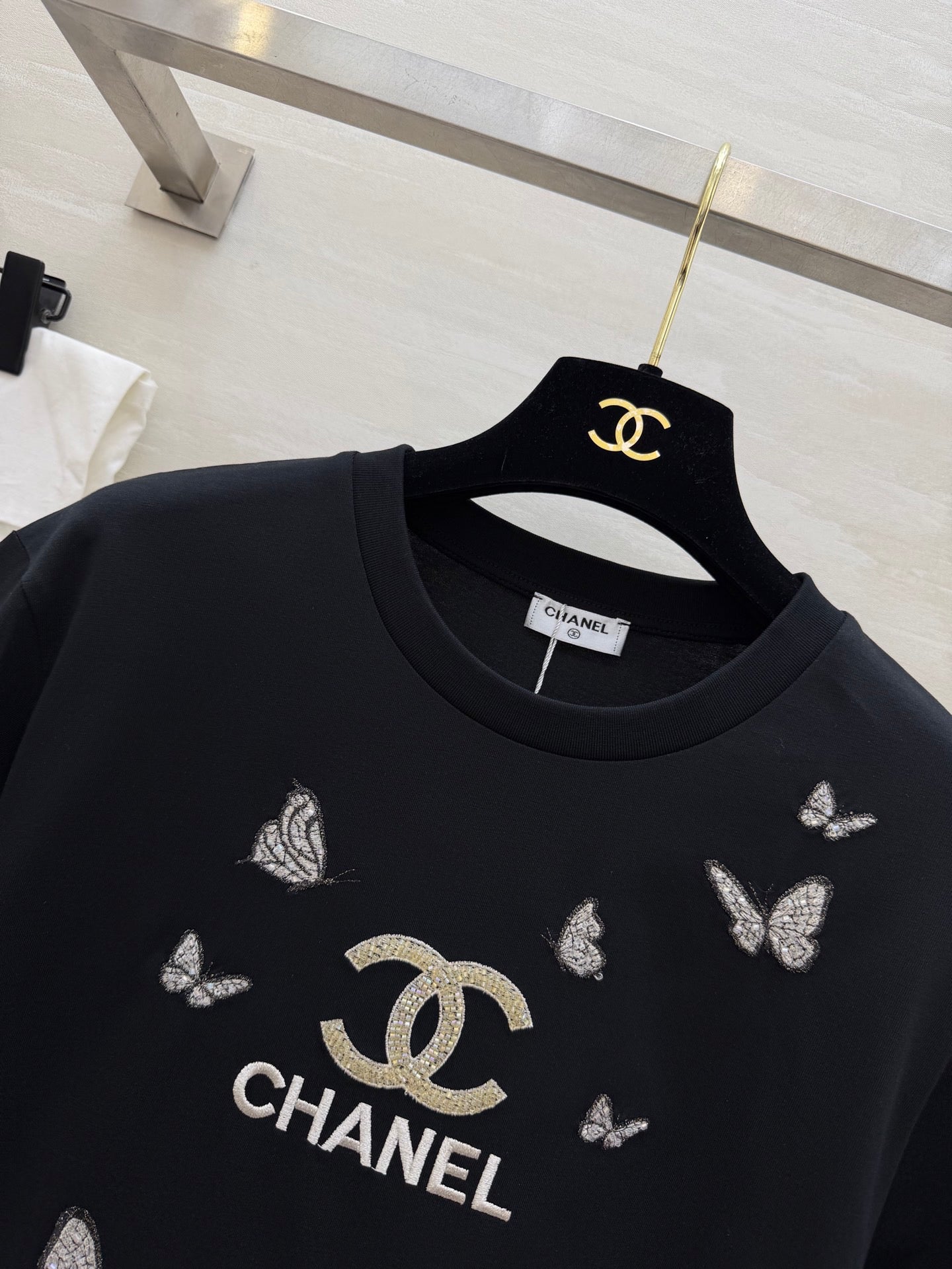 Chanel 2026 Butterfly Embroidered Beaded T-Shirt 367587