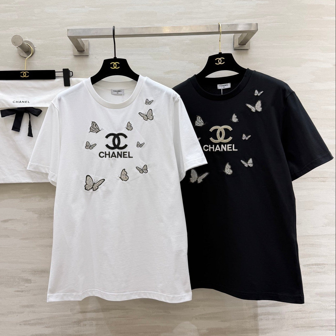 Chanel 2026 Butterfly Embroidered Beaded T-Shirt 367587
