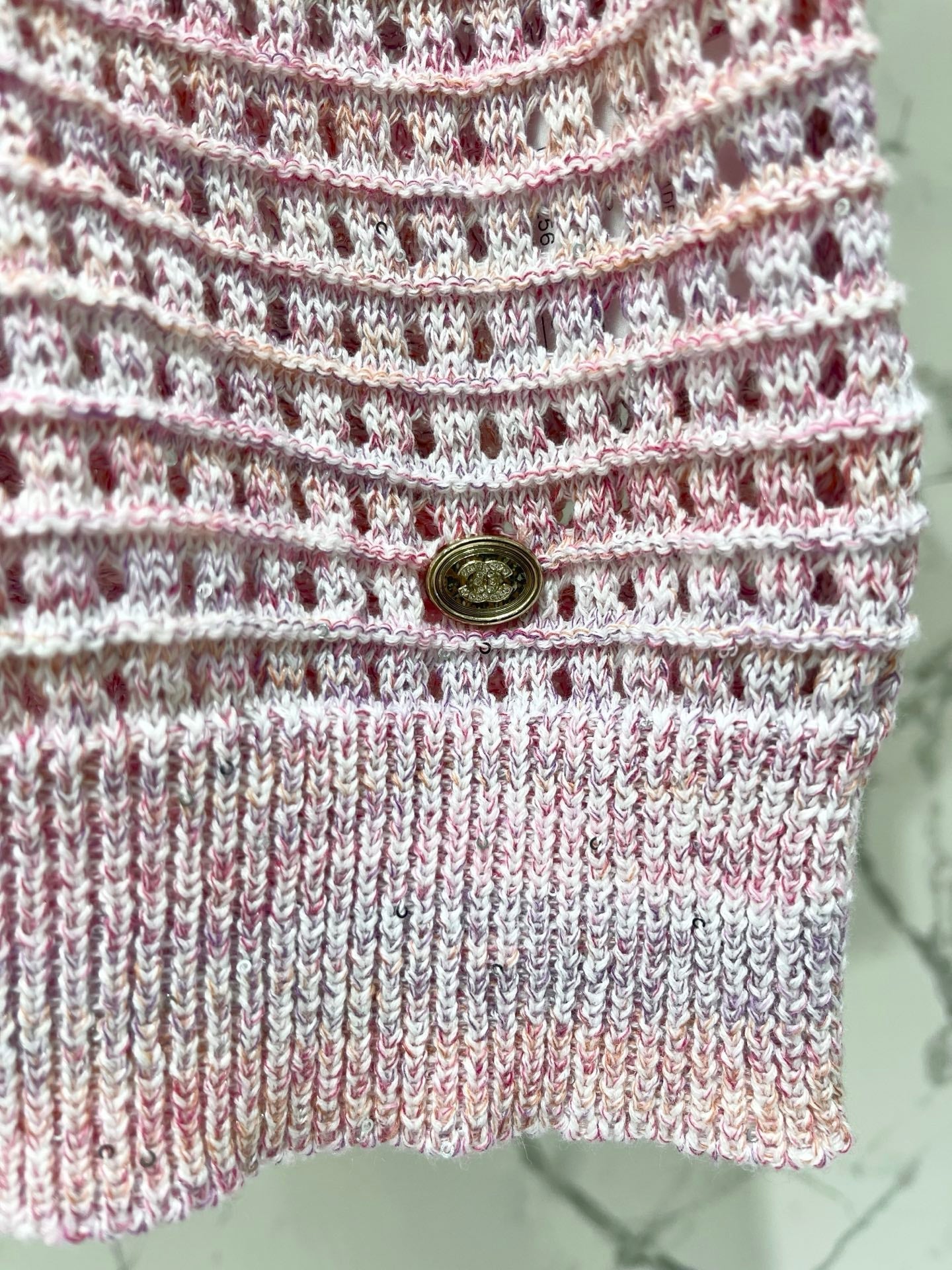 Chanel 2026 Hollow-Out Crew Neck Knit Short Sleeve Wool 178762