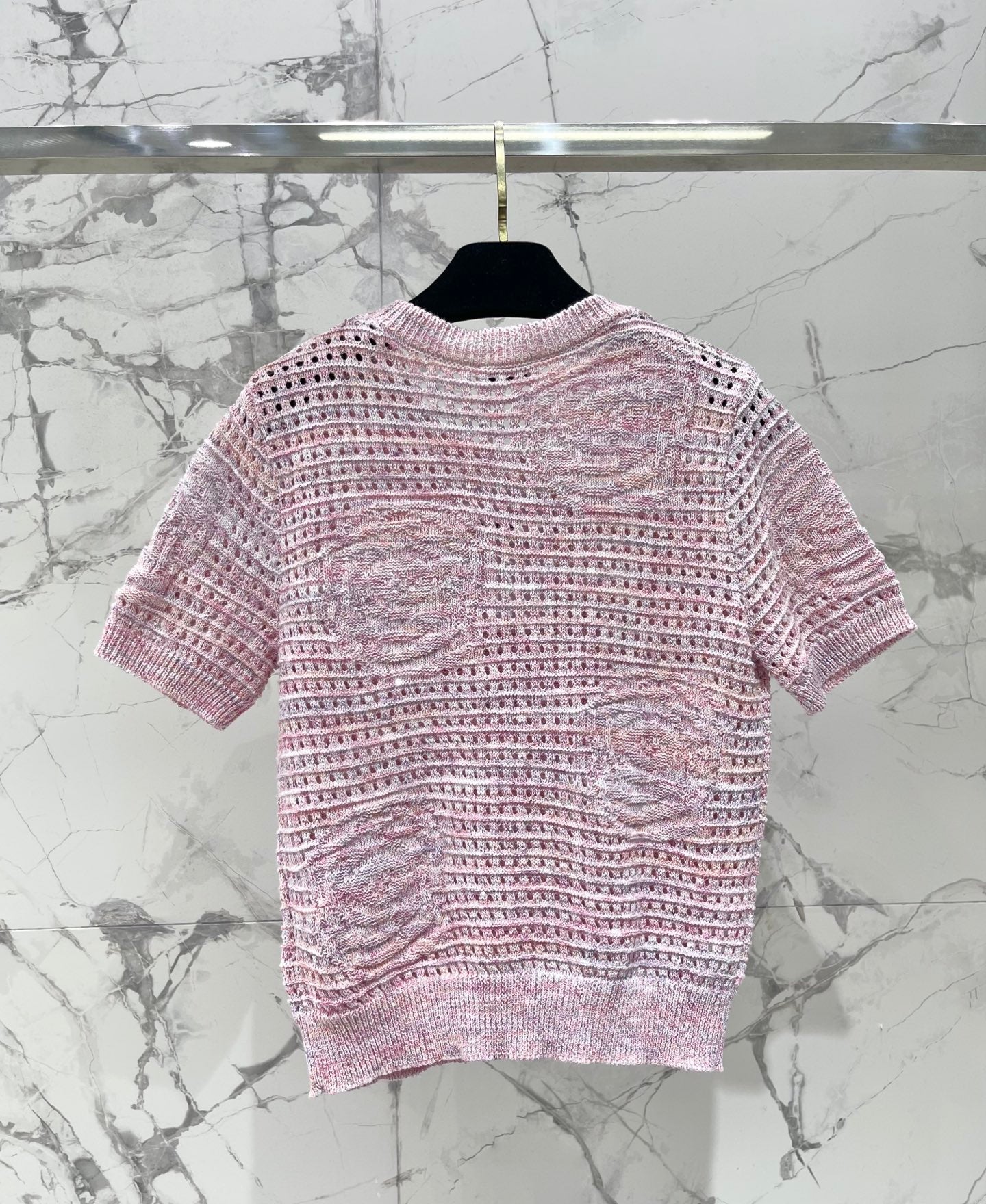 Chanel 2026 Hollow-Out Crew Neck Knit Short Sleeve Wool 178762