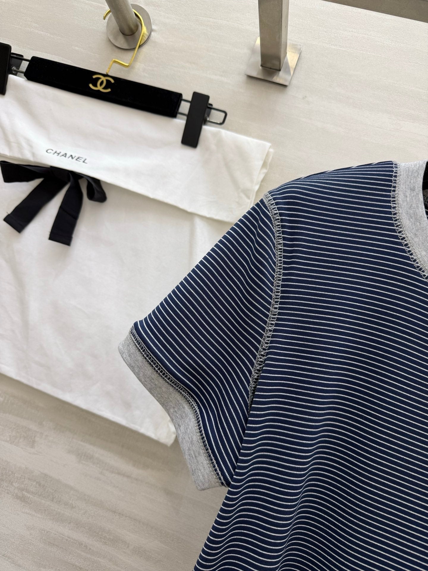 Chanel 2026 Camellia Striped T-Shirt Cotton 213368