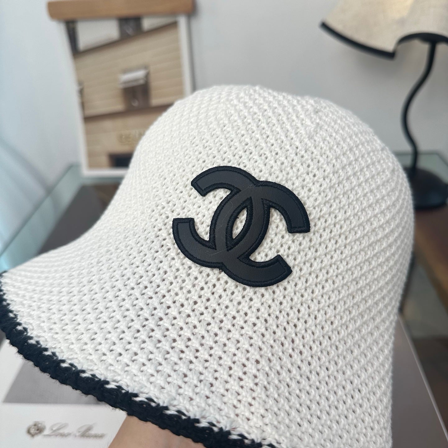 Chanel Bucket Hat Black and White Wool 216414