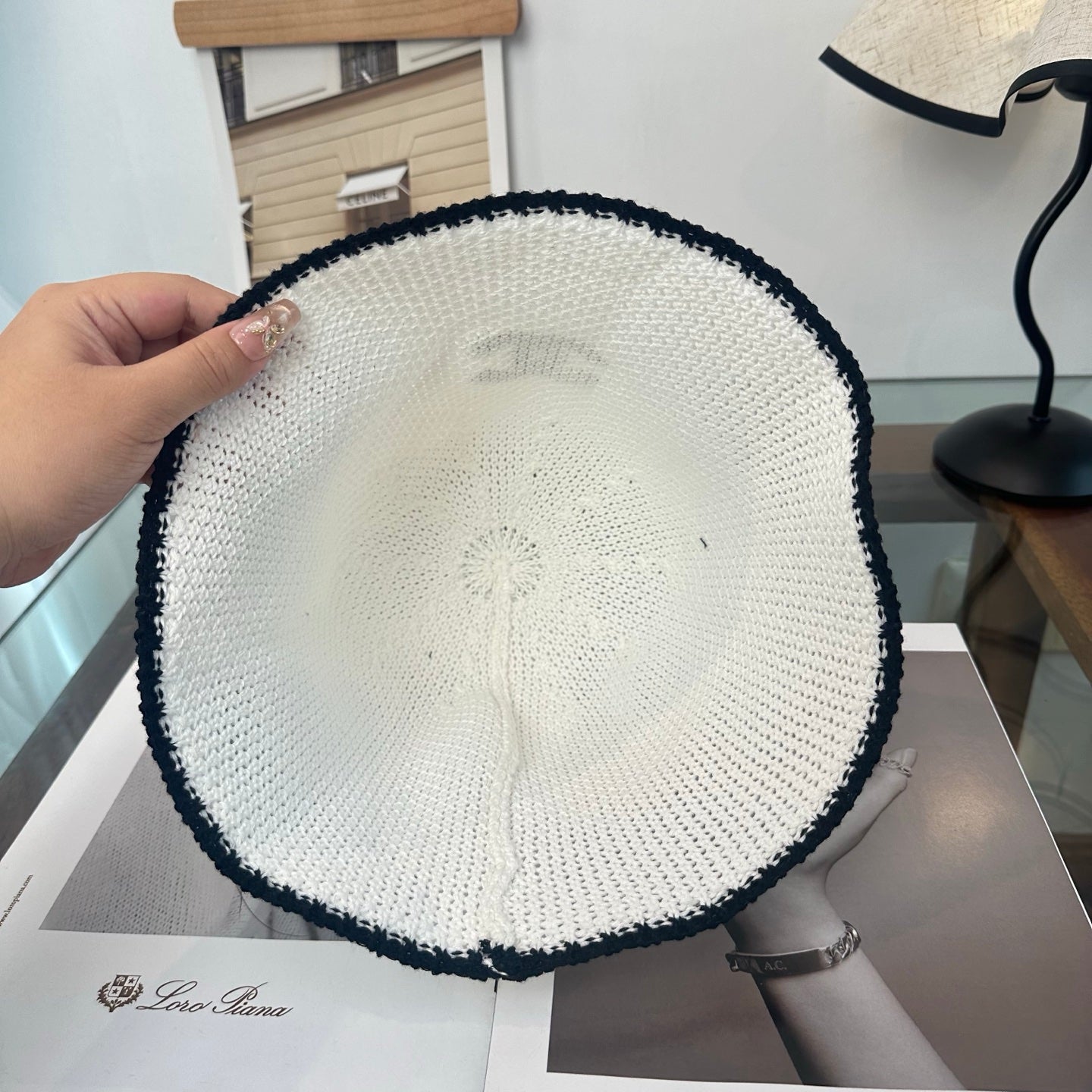 Chanel Bucket Hat Black and White Wool 216414