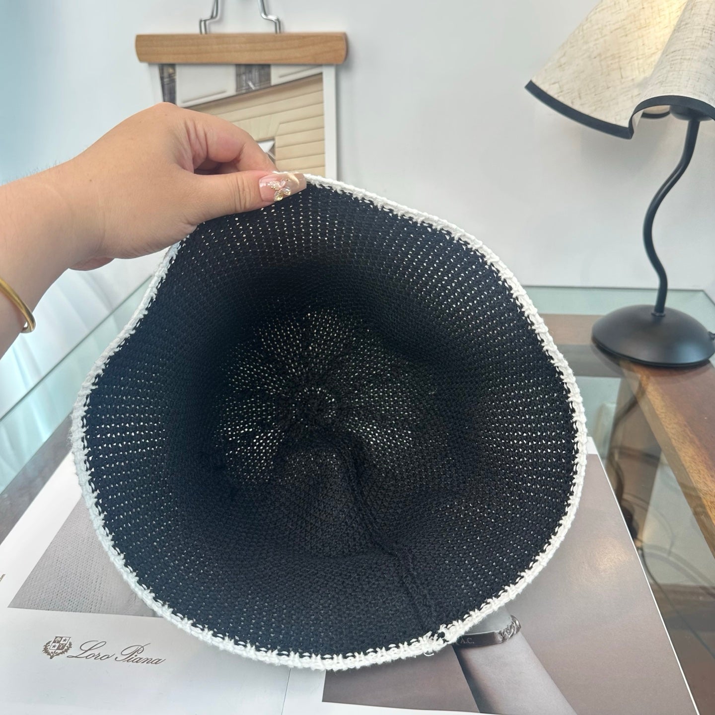 Chanel Bucket Hat Black and White Wool 216414