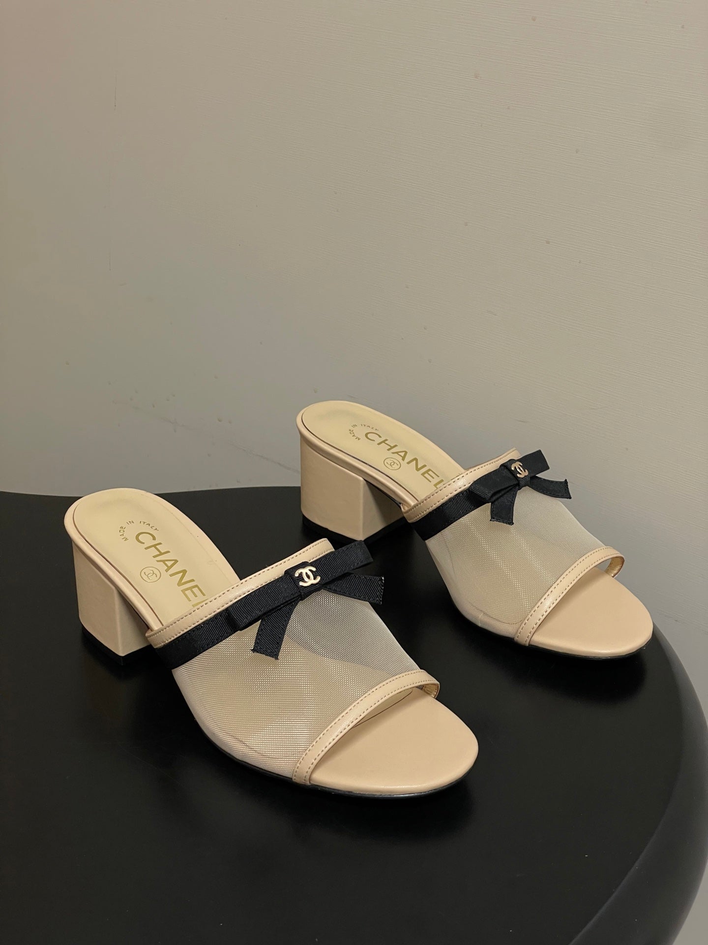 CC 2026 Sandal Bow Mesh Calfskin