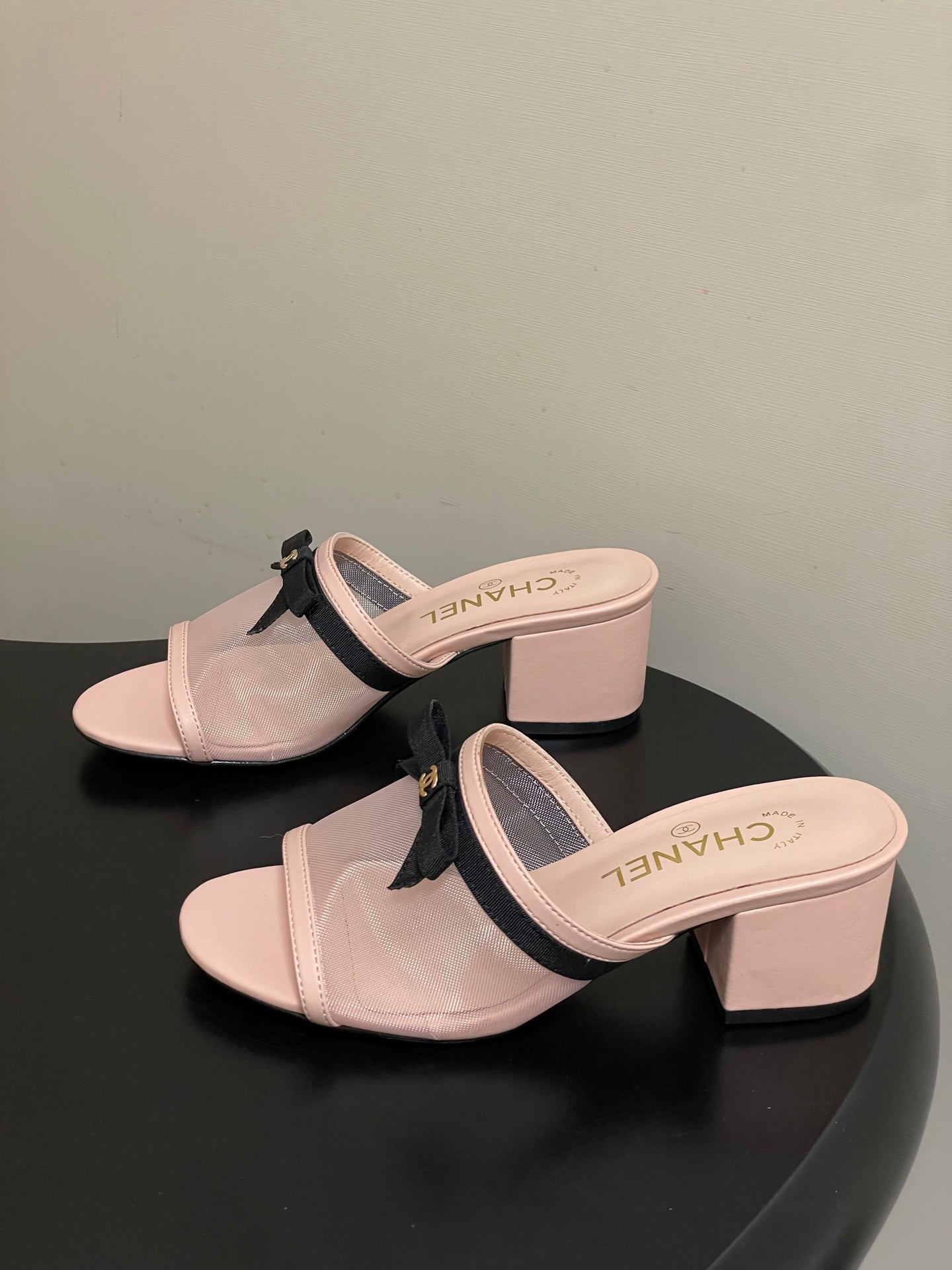 CC 2026 Sandal Bow Mesh Calfskin