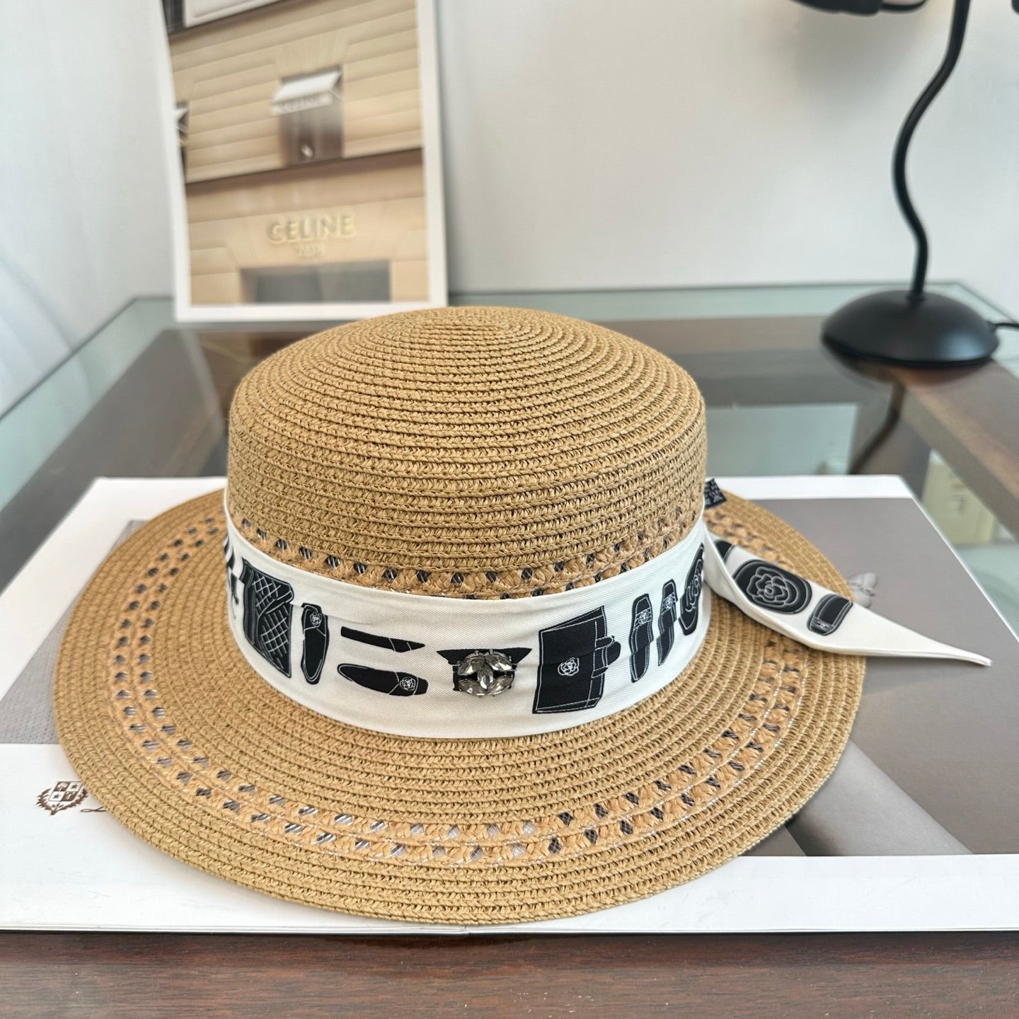Chanel Flat Top Straw Hat 294945