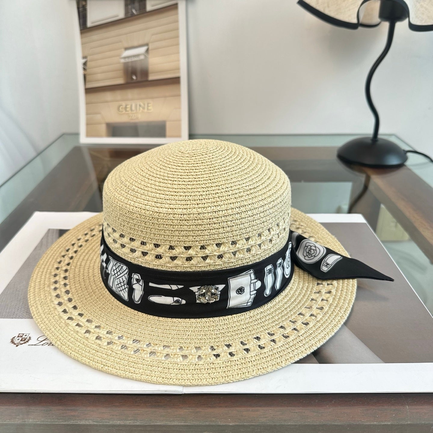 Chanel Flat Top Straw Hat 294945