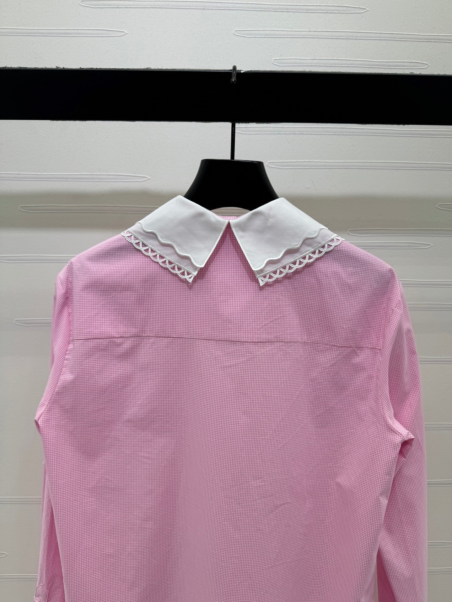 Miumiu 2026 Peter Pan Collar Plaid Shirt Cotton 392639
