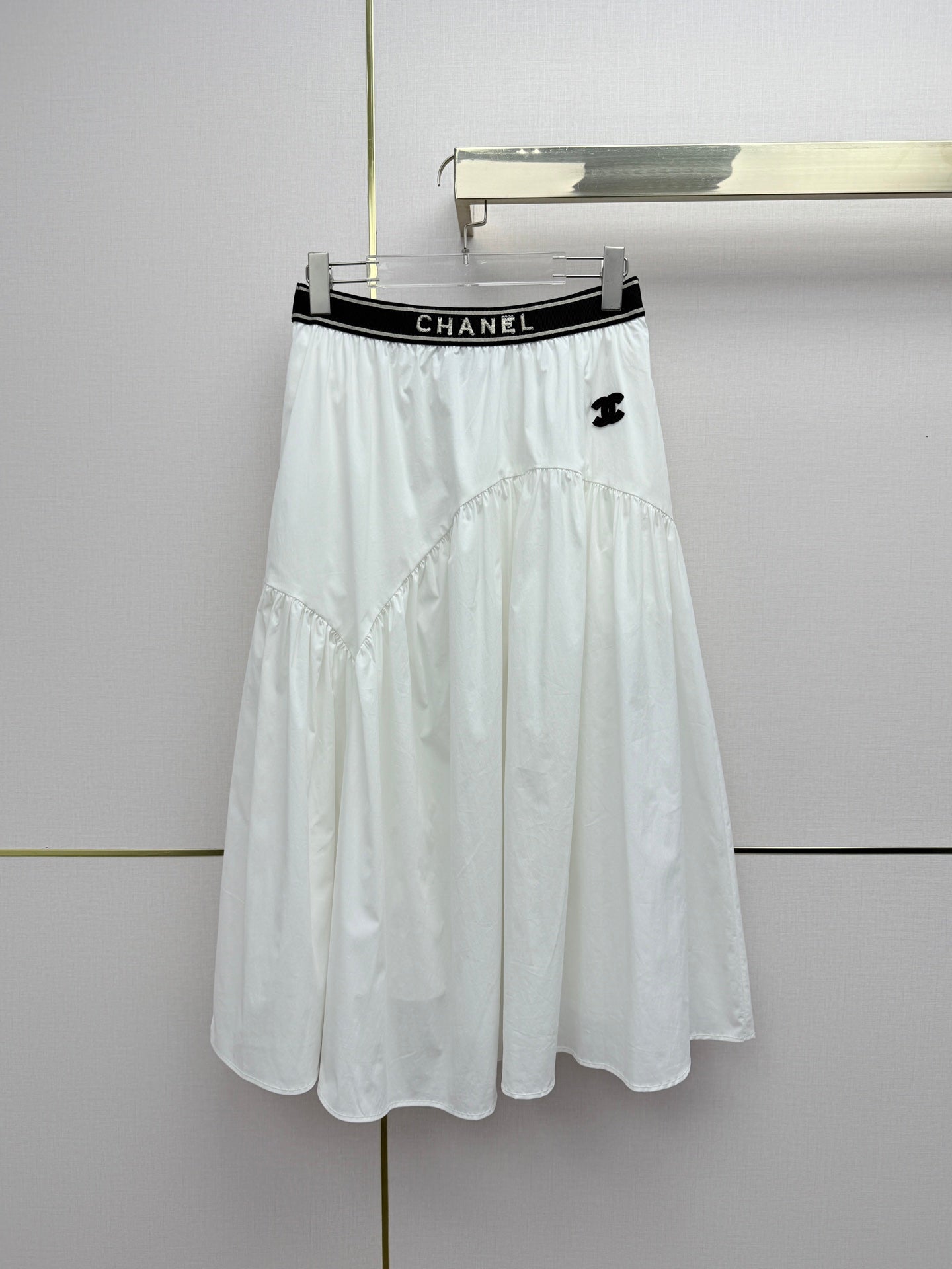 Chanel 2026 Elastic Waistband With Brand Midi Skirt Cotton 367700